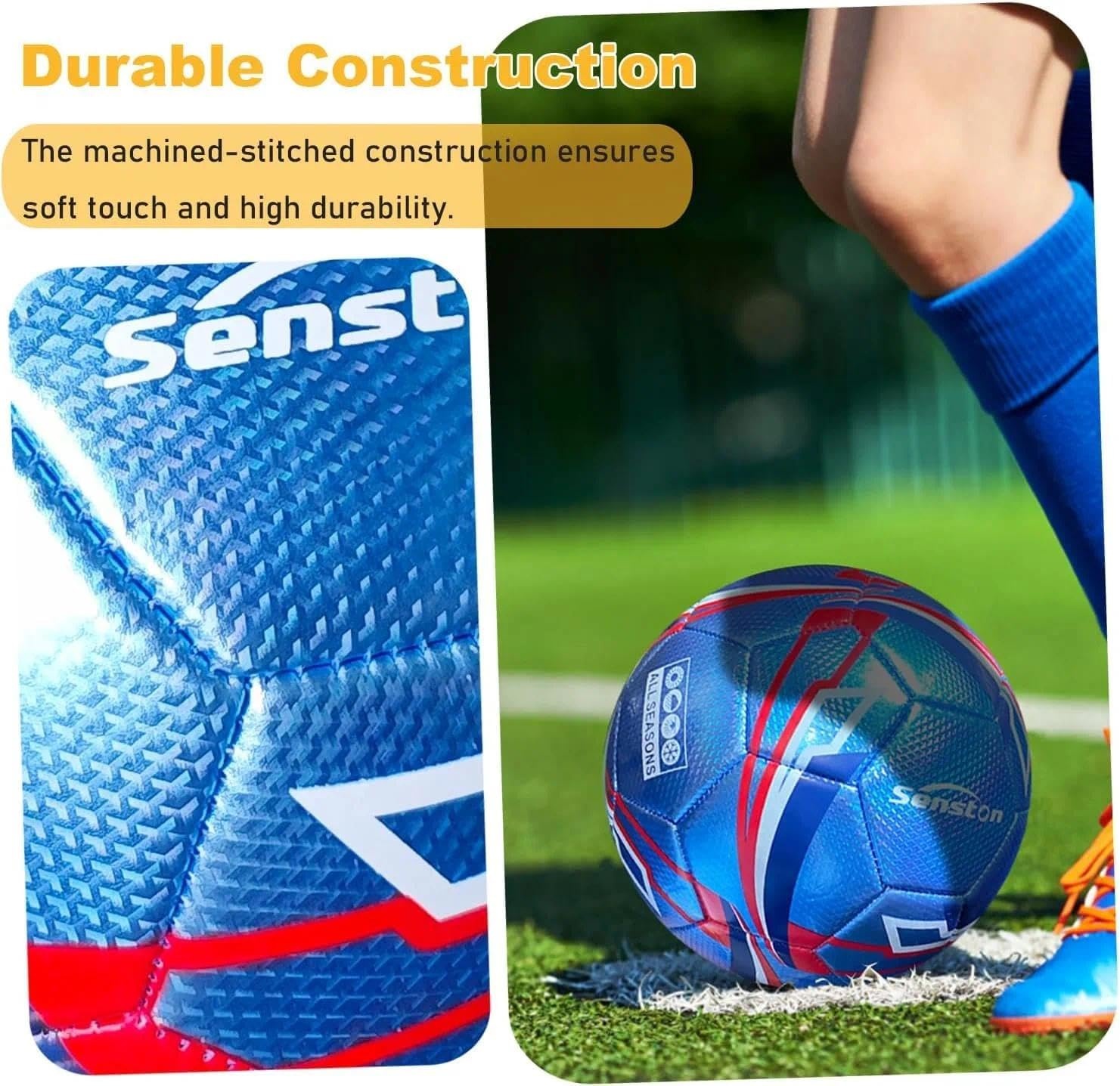 image:imageSenston Soccer Ball Size 3 4 5 with Pump for Kids and Adults Hardwearing Durable PVC AllWeather Faderesistant Antideform Good Air Retention Easy Clean Training Matchblue