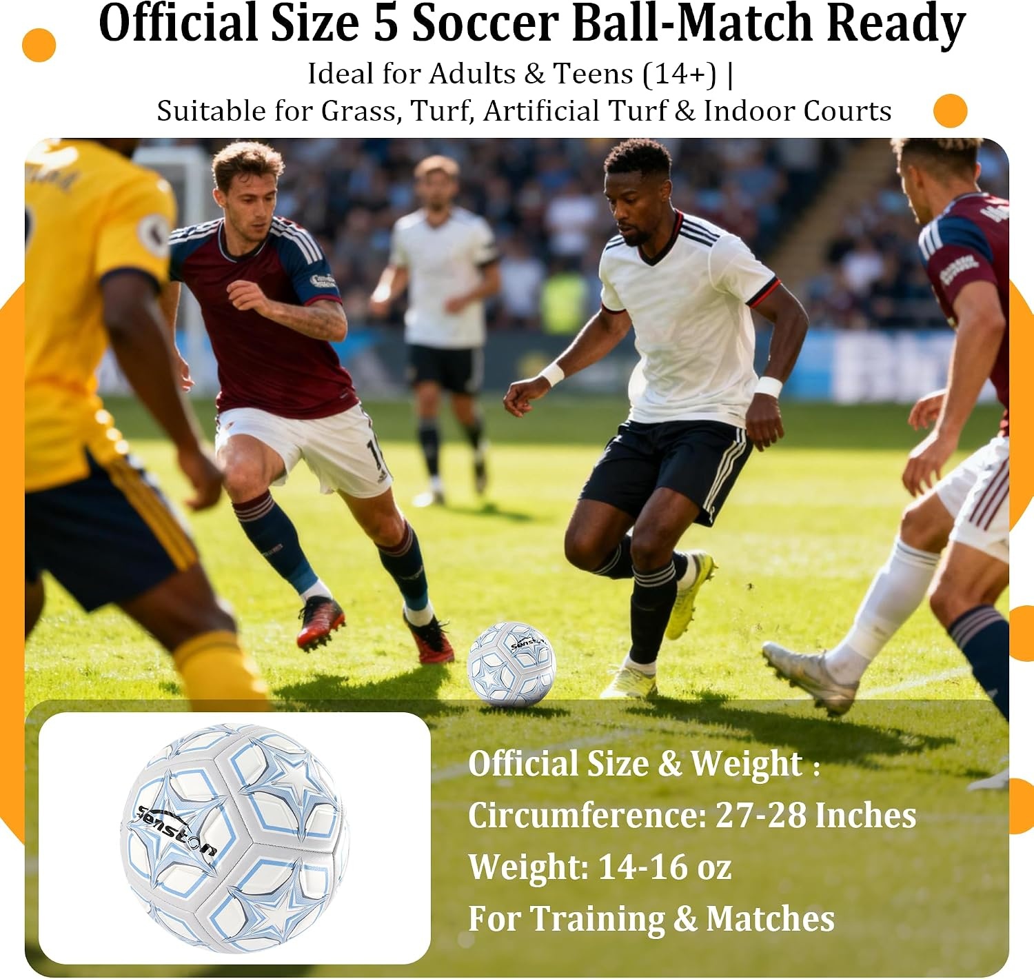 image:imageSenston Soccer Ball Size 4 amp 5 with Air Pump and Needles Durable PVC Training Football with Thickened Nylon Winding and Butyl Bladder for Shape Retention High Value Soccer Setgray