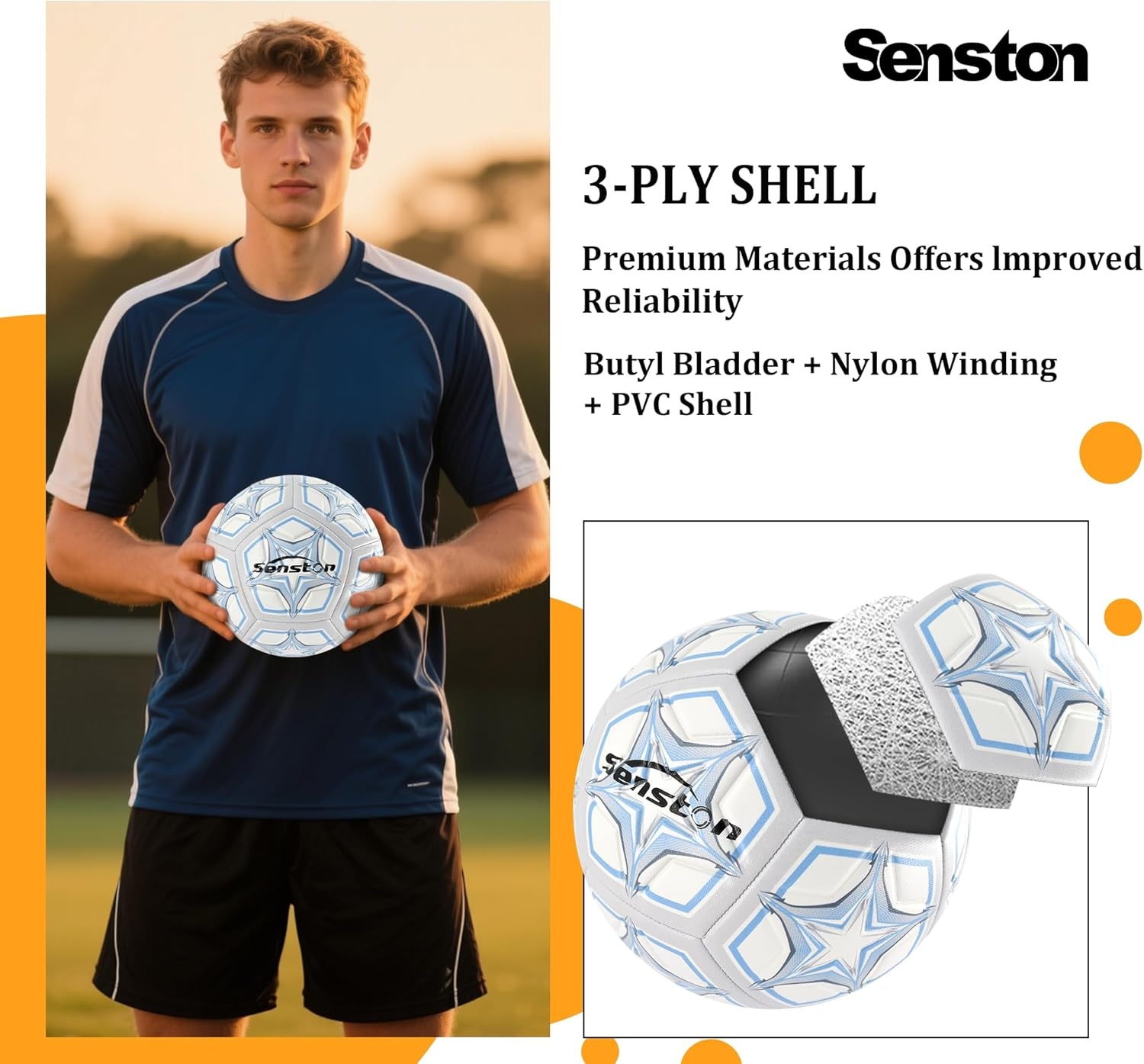 image:imageSenston Soccer Ball Size 4 amp 5 with Air Pump and Needles Durable PVC Training Football with Thickened Nylon Winding and Butyl Bladder for Shape Retention High Value Soccer Setgray