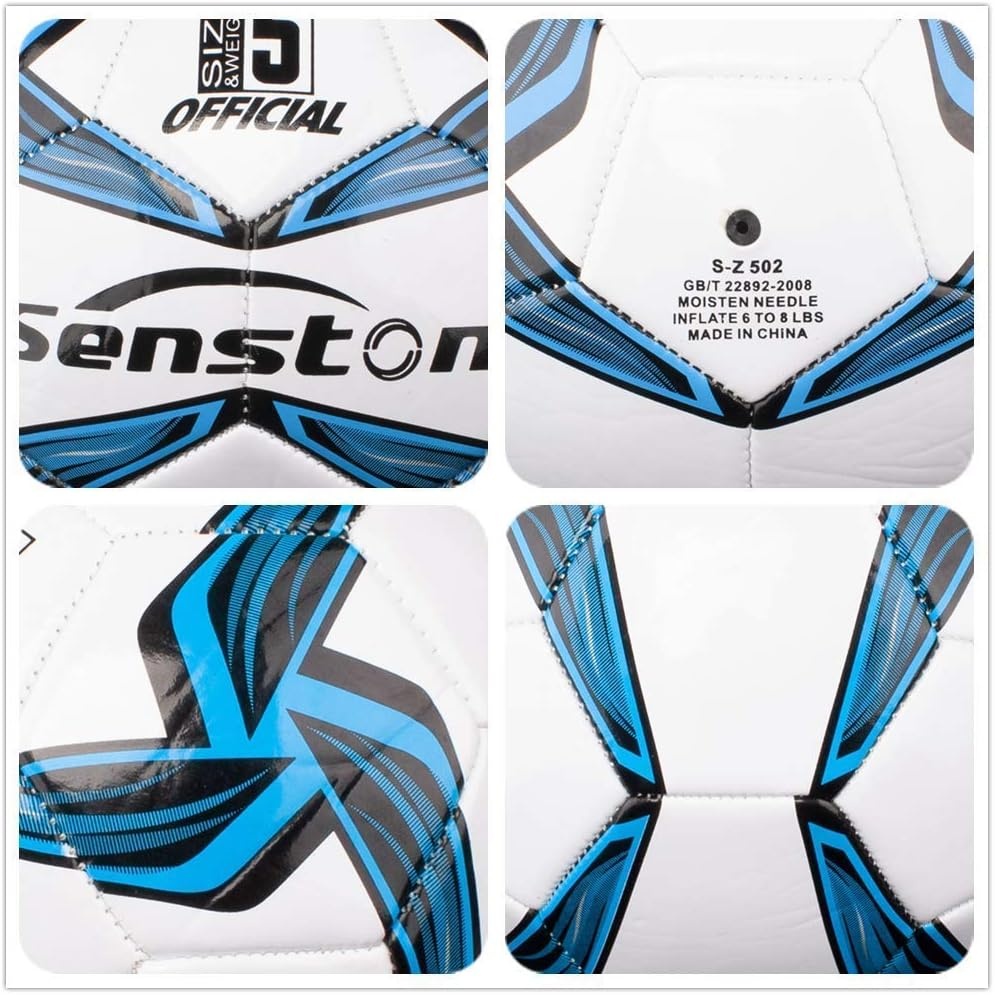 image:imageSenston Soccer Ball Size 4 amp 5 with Air Pump and Needles Durable PVC Training Football with Thickened Nylon Winding and Butyl Bladder for Shape Retention High Value Soccer Setblue