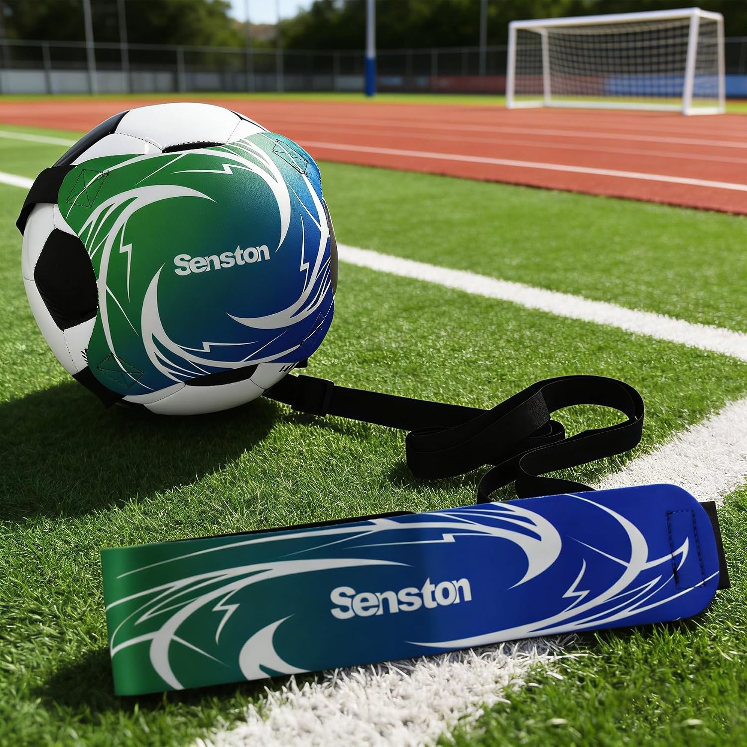 image:imageSenston SoccerVolleyball Training Belt Fits Ball Size 3 4 and 5 Adjustable Elastic Rope Durable Nylon Material Thickened EdgeDeformResistant Boost Soccer Skills Indoor Outdoor UseGreen