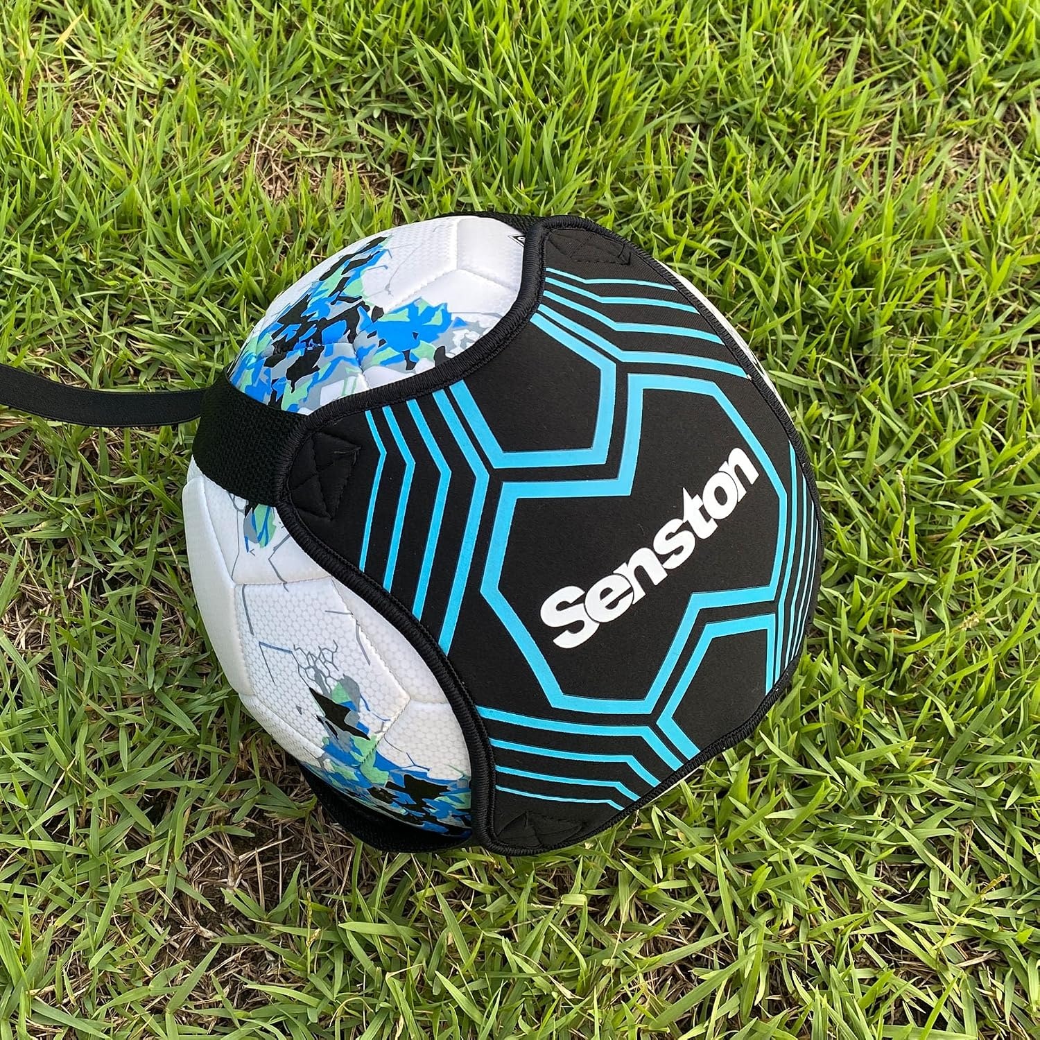 image:imageSenston SoccerVolleyball Training Belt Fits Ball Size 3 4 and 5 Adjustable Elastic Rope Durable Nylon Material Thickened EdgeDeformResistant Boost Soccer Skills Indoor Outdoor Useblue