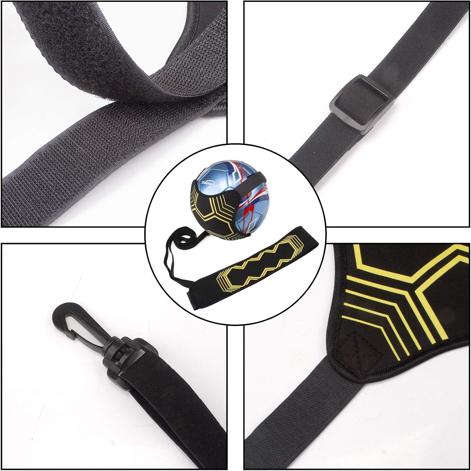 image:imageSenston SoccerVolleyball Training Belt Fits Ball Size 3 4 and 5 Adjustable Elastic Rope Durable Nylon Material Thickened EdgeDeformResistant Boost Soccer Skills Indoor Outdoor Useyellow
