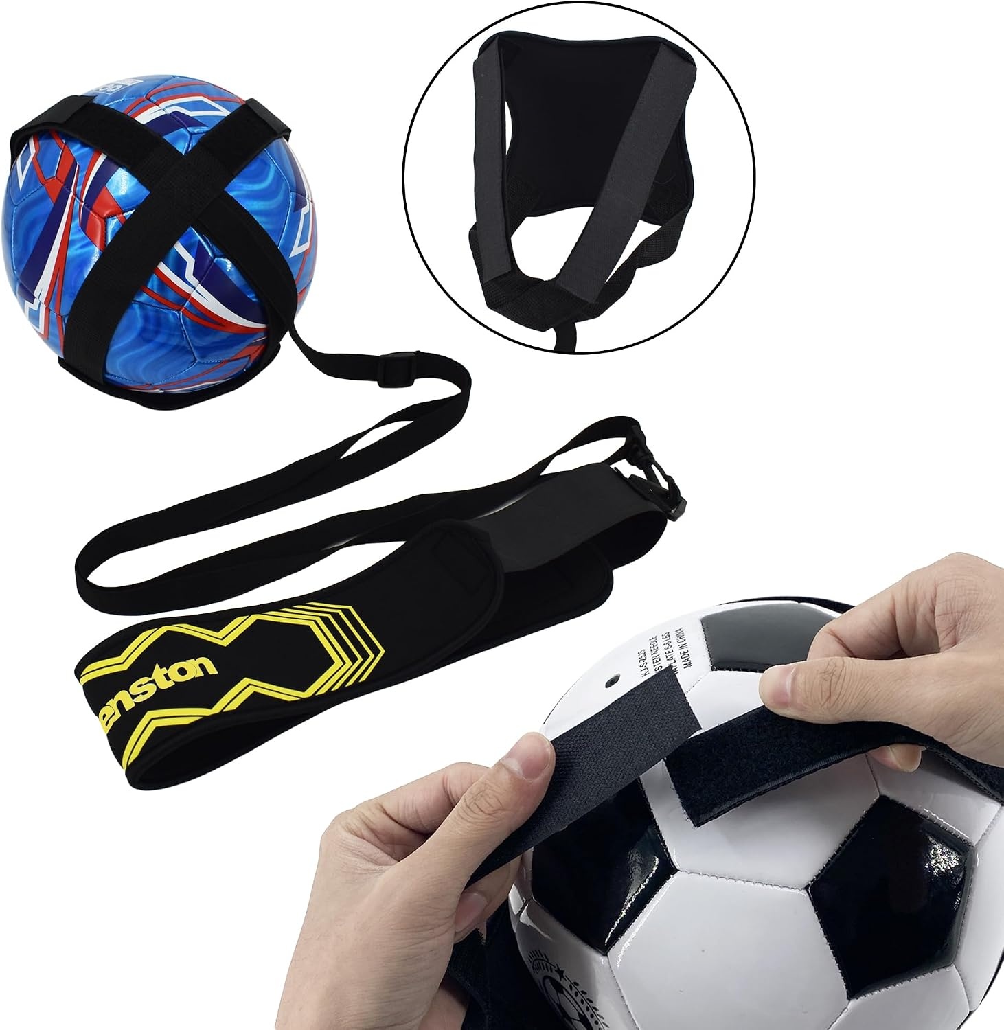 image:imageSenston SoccerVolleyball Training Belt Fits Ball Size 3 4 and 5 Adjustable Elastic Rope Durable Nylon Material Thickened EdgeDeformResistant Boost Soccer Skills Indoor Outdoor Useyellow