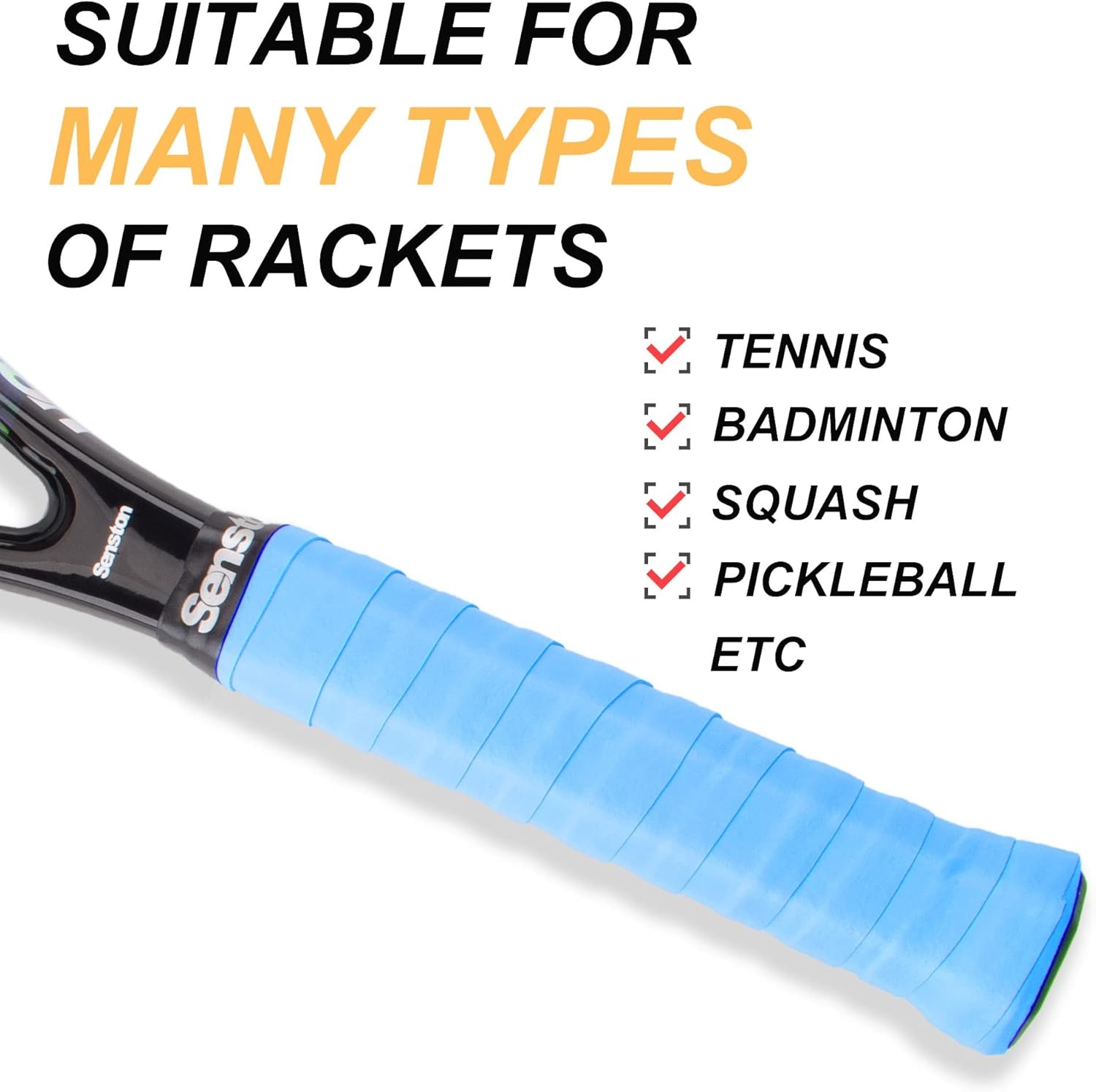 image:imageSenston Tennis Rackets Grips Squash Badminton Racquet Overgrip Tape Pickleball Rackets Handle WrapPure
