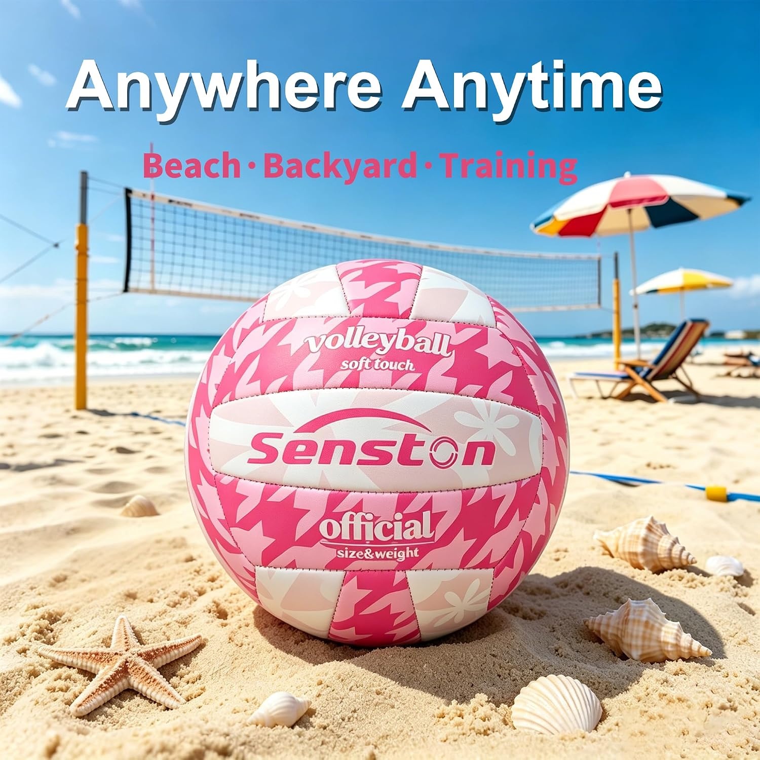 image:imageSenston Volleyball Official Size 5 Waterproof IndoorOutdoor Soft Volleyball for Youth Adults Beach Play Game Gym TrainingHot Pink