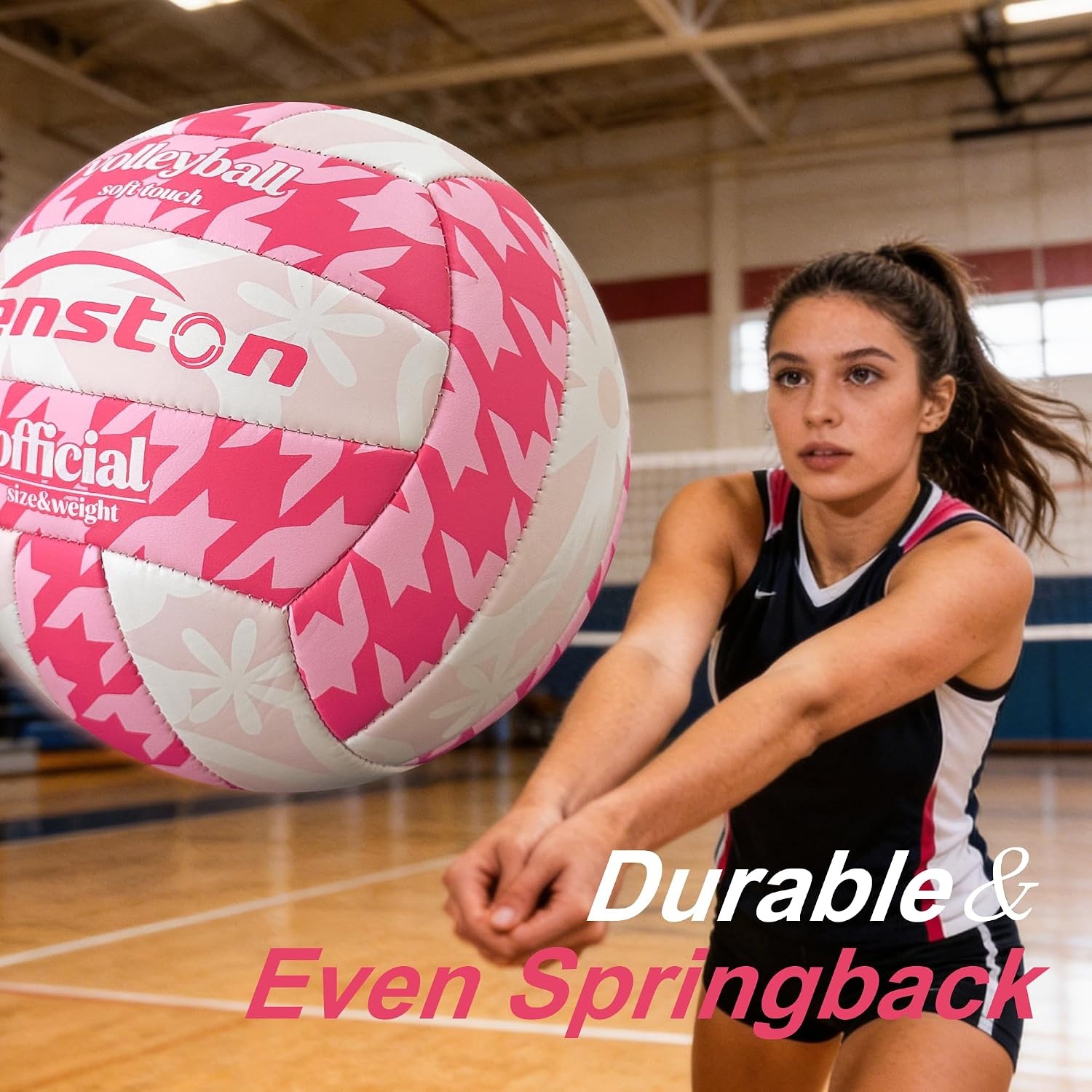 image:imageSenston Volleyball Official Size 5 Waterproof IndoorOutdoor Soft Volleyball for Youth Adults Beach Play Game Gym TrainingHot Pink