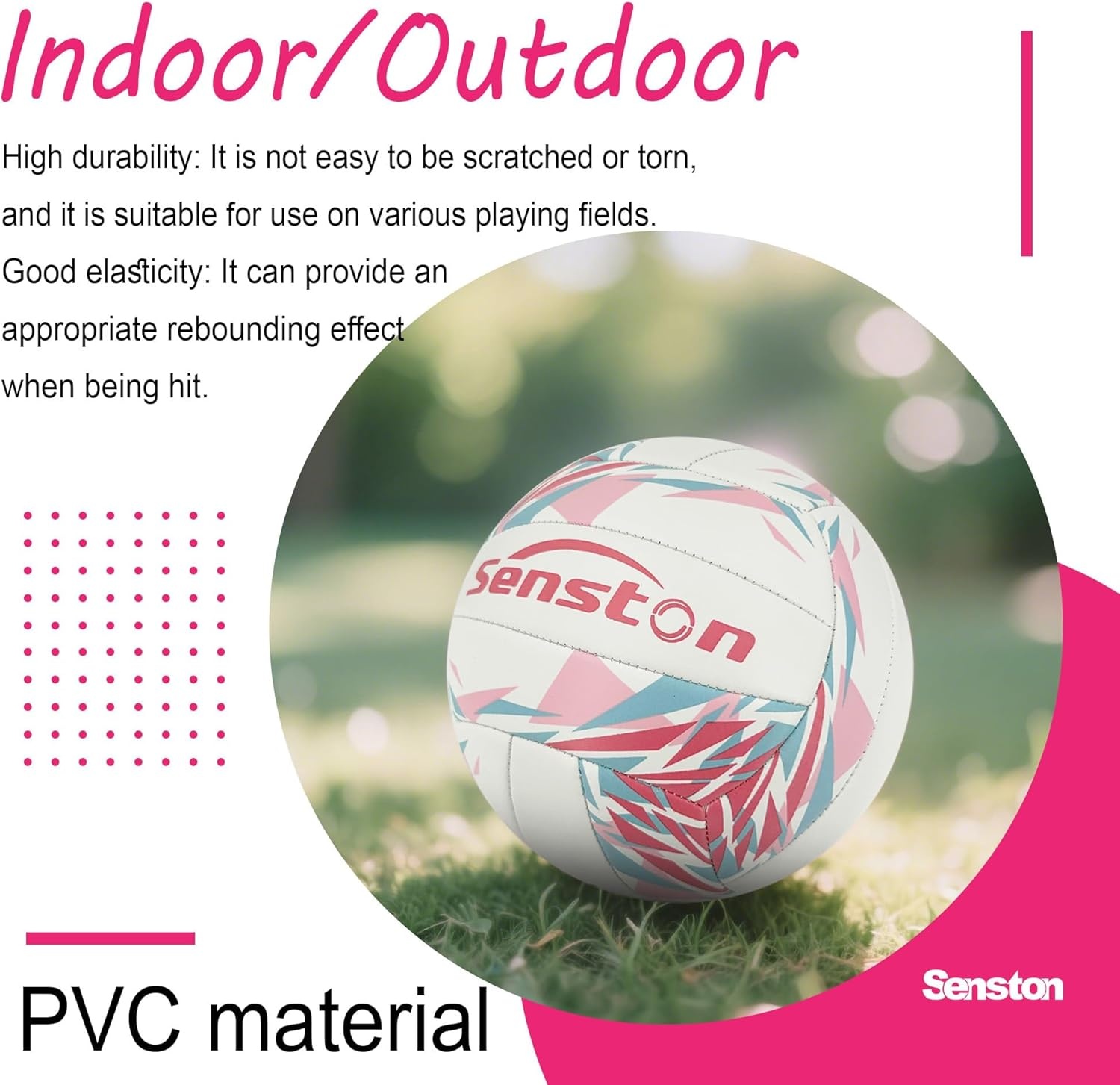 image:imageSenston Volleyball Official Size 5 Waterproof IndoorOutdoor Soft Volleyball for Youth Adults Beach Play Game Gym TrainingPink