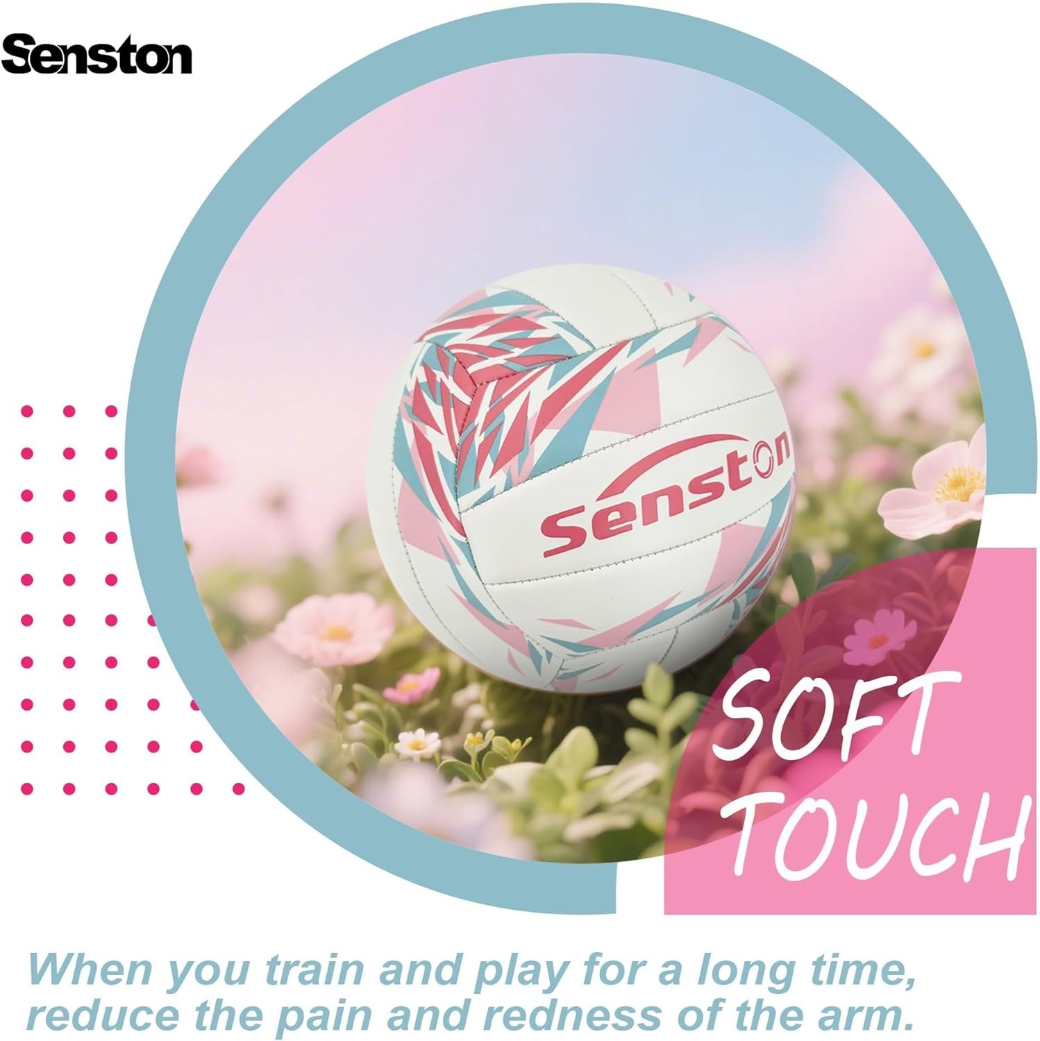 image:imageSenston Volleyball Official Size 5 Waterproof IndoorOutdoor Soft Volleyball for Youth Adults Beach Play Game Gym TrainingPink