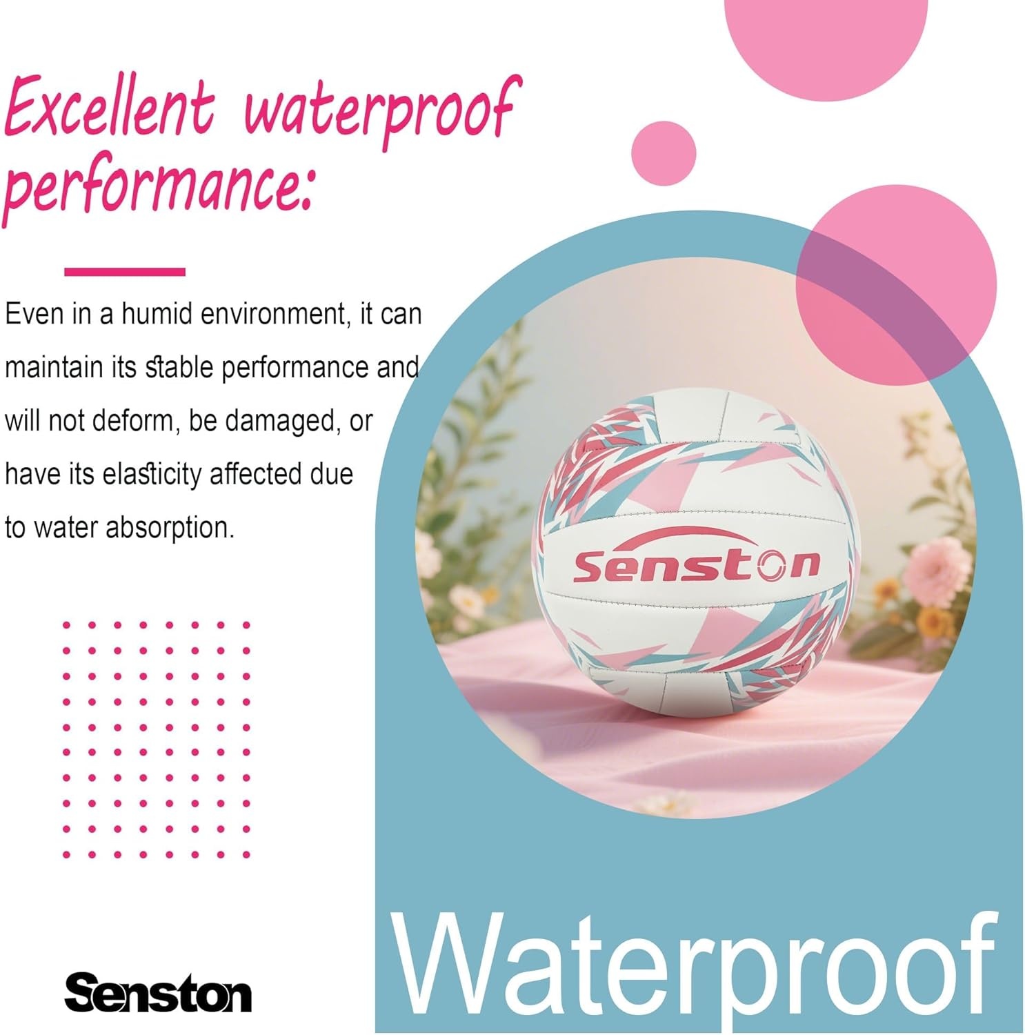 image:imageSenston Volleyball Official Size 5 Waterproof IndoorOutdoor Soft Volleyball for Youth Adults Beach Play Game Gym TrainingPink