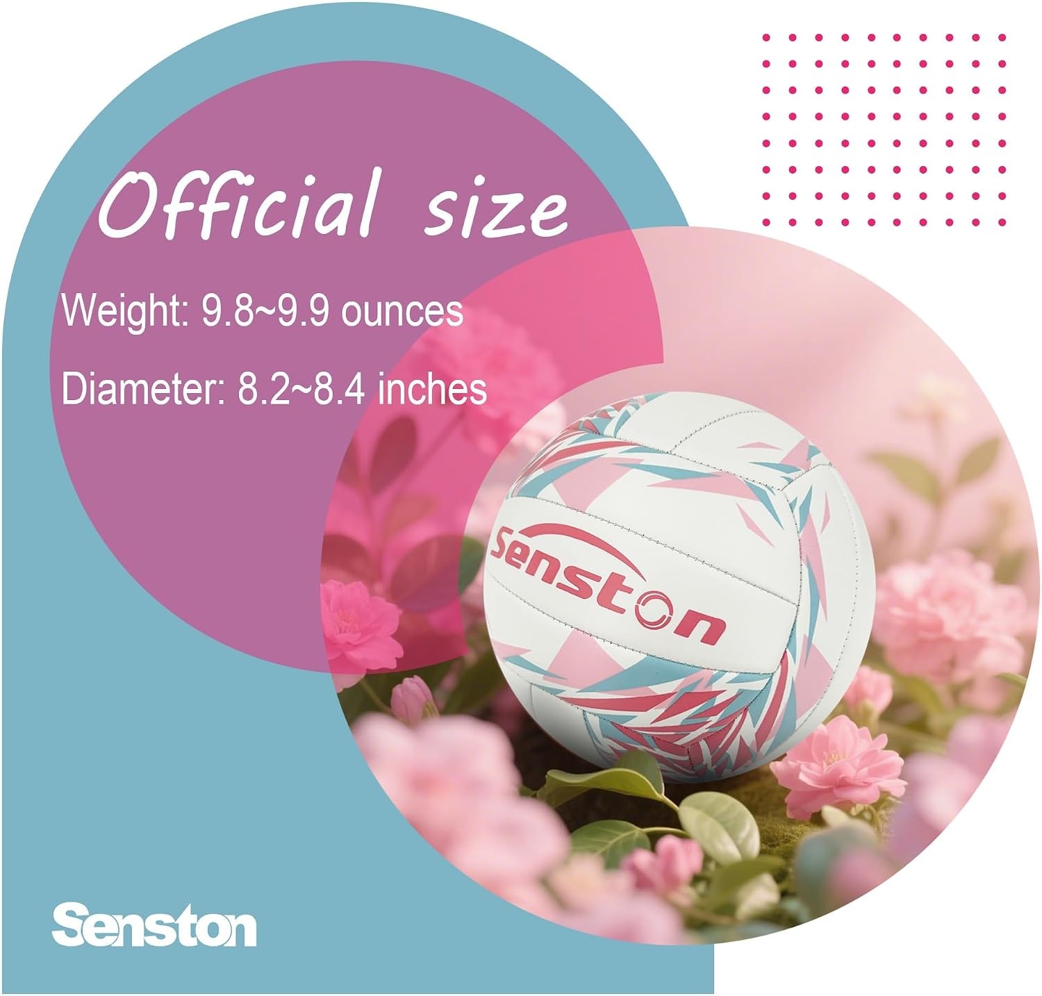 image:imageSenston Volleyball Official Size 5 Waterproof IndoorOutdoor Soft Volleyball for Youth Adults Beach Play Game Gym TrainingPink