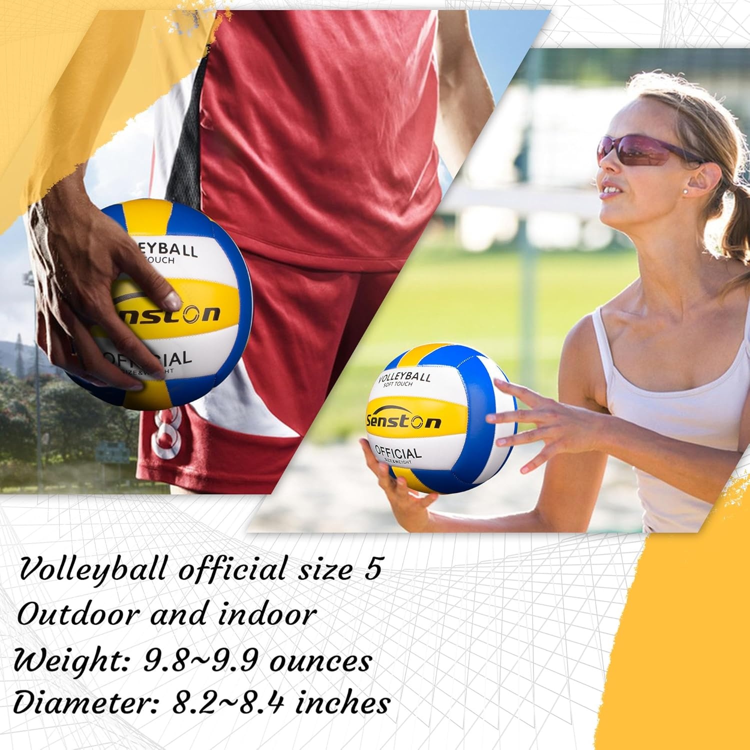 image:imageSenston Volleyball Official Size 5 Waterproof IndoorOutdoor Soft Volleyball for Youth Adults Beach Play Game Gym Trainingblue