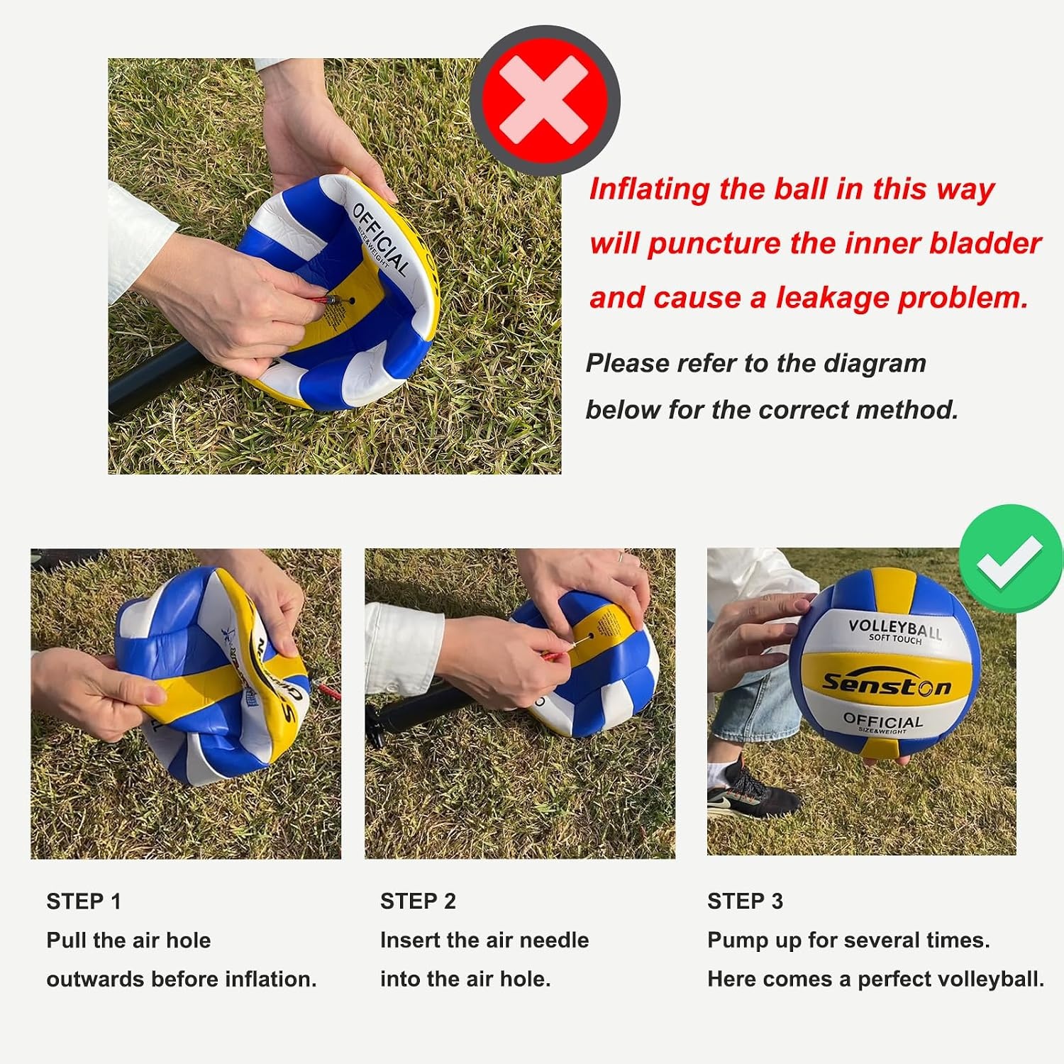 image:imageSenston Volleyball Official Size 5 Waterproof IndoorOutdoor Soft Volleyball for Youth Adults Beach Play Game Gym Trainingblue