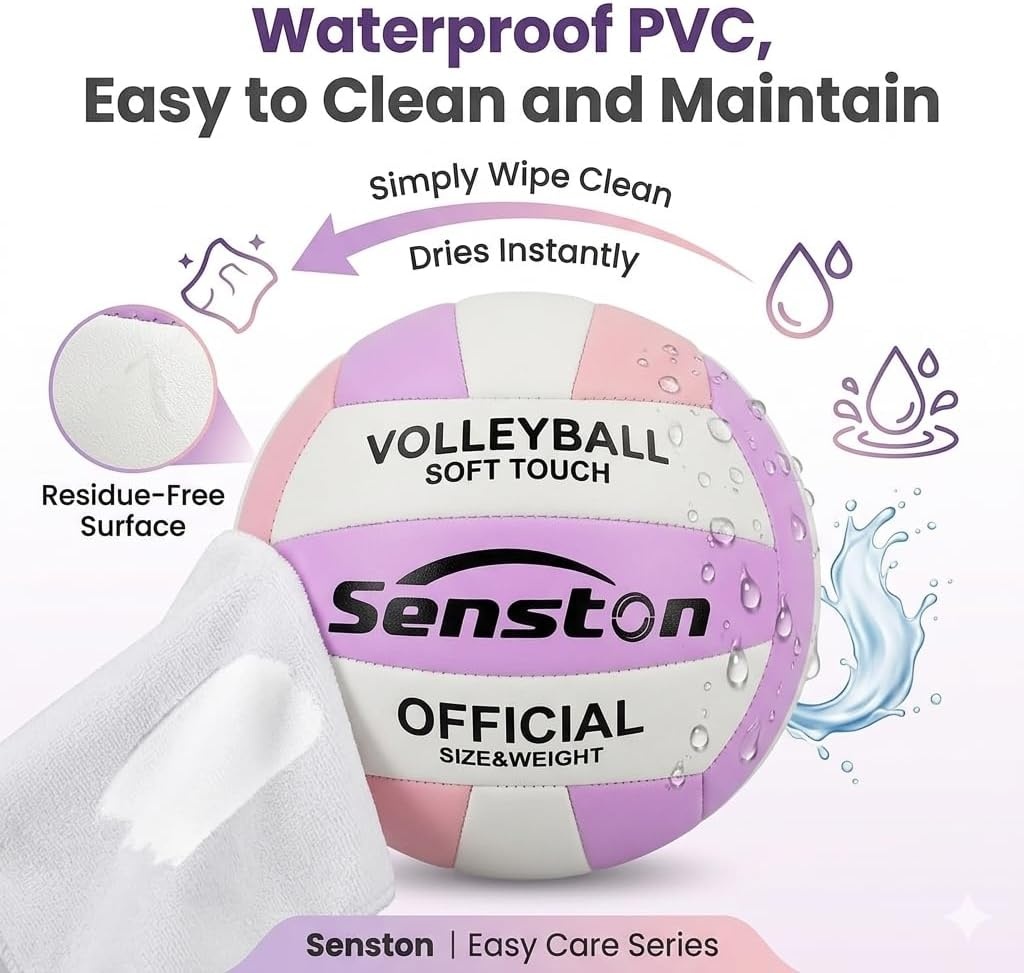 image:imageSenston Volleyball Official Size 5 Waterproof IndoorOutdoor Soft Volleyball for Youth Adults Beach Play Game Gym Trainingpurple pink