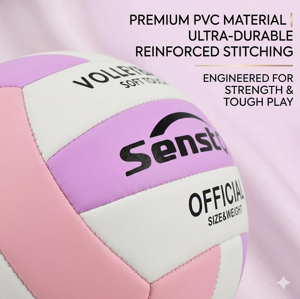 image:imageSenston Volleyball Official Size 5 Waterproof IndoorOutdoor Soft Volleyball for Youth Adults Beach Play Game Gym Trainingpurple pink