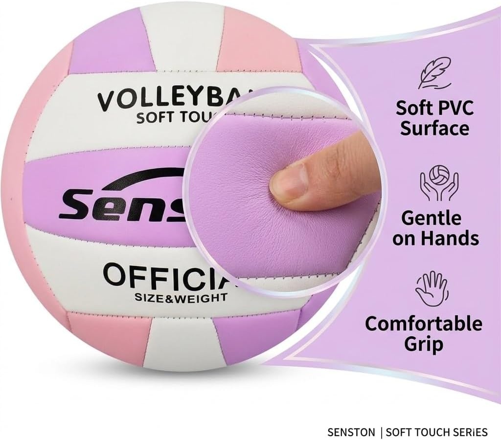 image:imageSenston Volleyball Official Size 5 Waterproof IndoorOutdoor Soft Volleyball for Youth Adults Beach Play Game Gym Trainingpurple pink