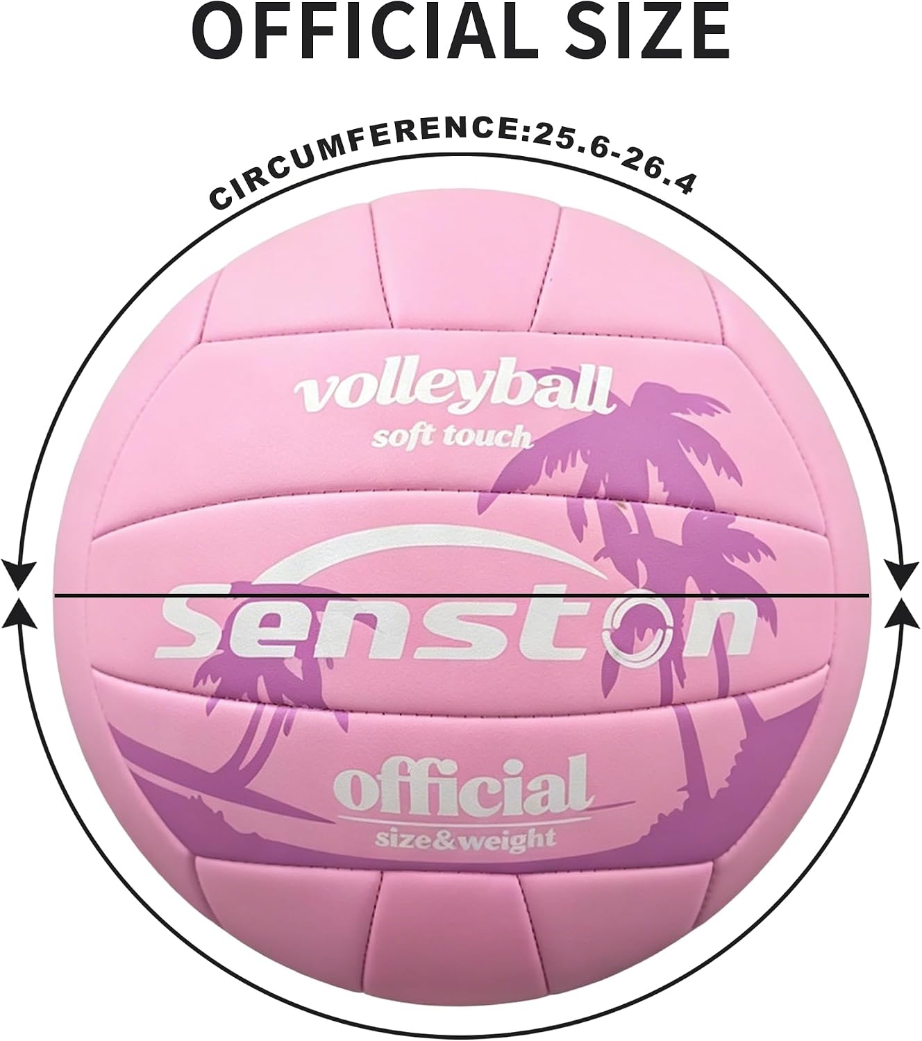 image:imageSenston Volleyball Official Size 5 Soft Waterproof for Indoor Outdoor Beach Hardwearing PVC Faderesistant Antideform Great Air Retention Low Maintenance Training EntertainmentPink Palm