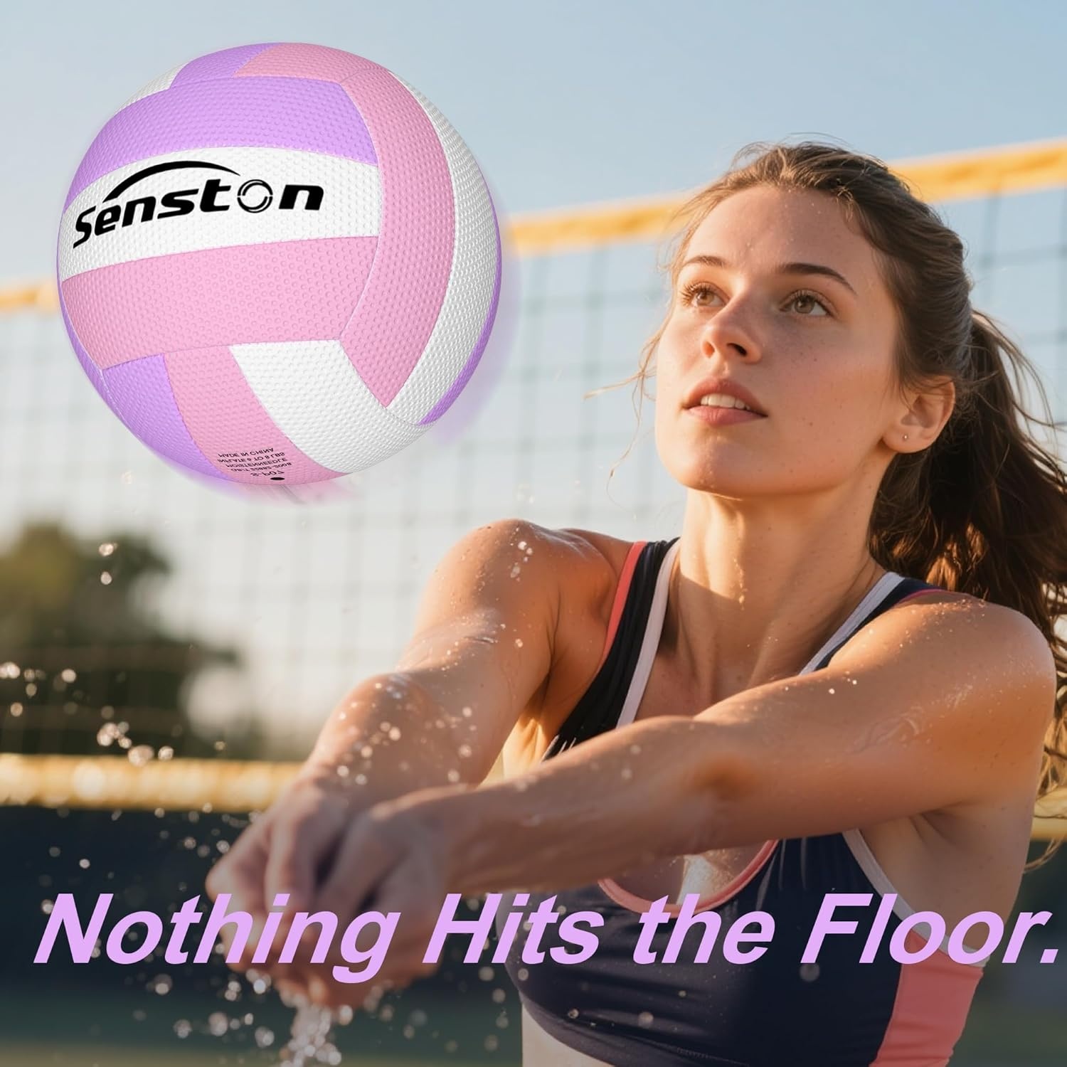 image:imageSenston Volleyball Official Size 5 Soft Waterproof for Indoor Outdoor Beach Hardwearing PVC Faderesistant Antideform Great Air Retention Low Maintenance Training EntertainmentPurple