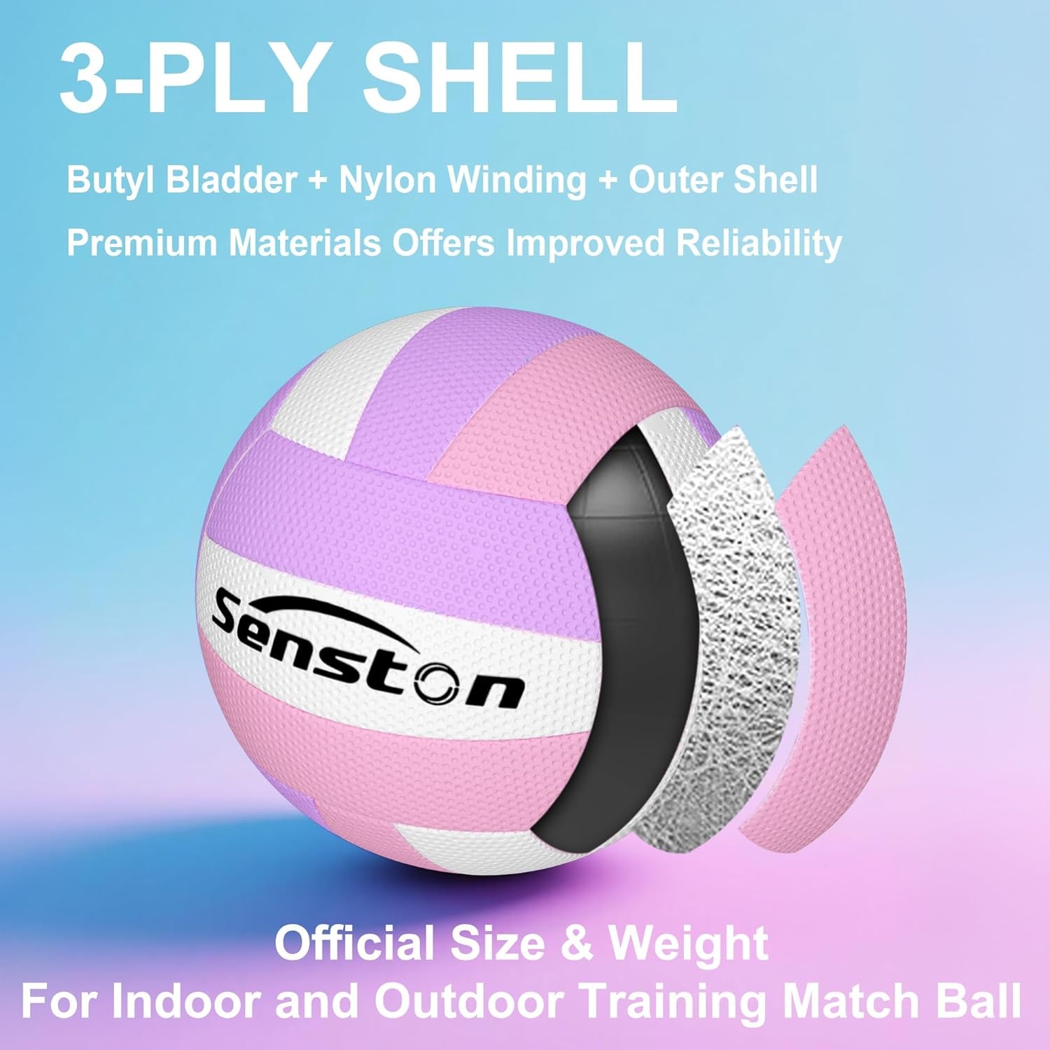 image:imageSenston Volleyball Official Size 5 Soft Waterproof for Indoor Outdoor Beach Hardwearing PVC Faderesistant Antideform Great Air Retention Low Maintenance Training EntertainmentPurple