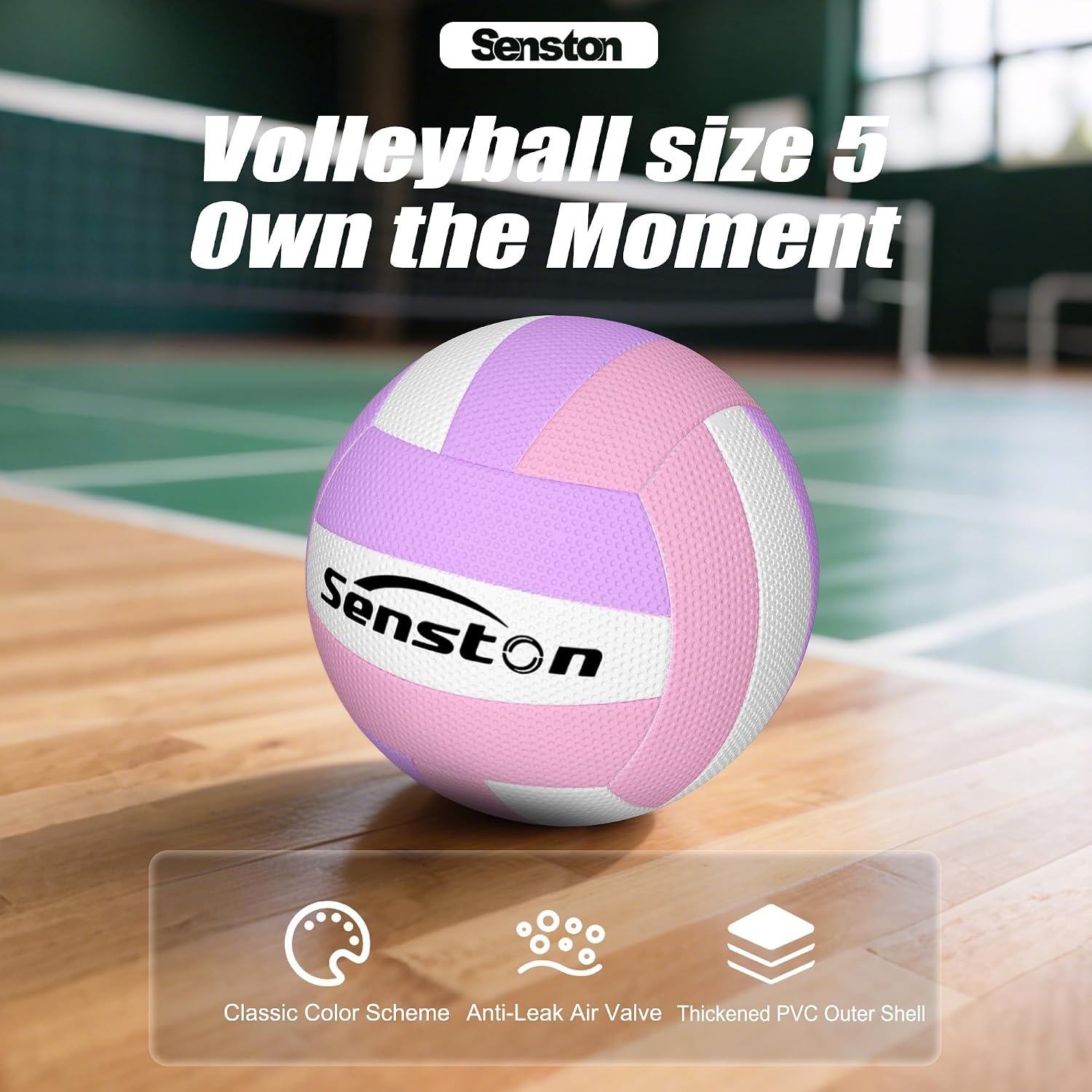 image:imageSenston Volleyball Official Size 5 Soft Waterproof for Indoor Outdoor Beach Hardwearing PVC Faderesistant Antideform Great Air Retention Low Maintenance Training EntertainmentPurple