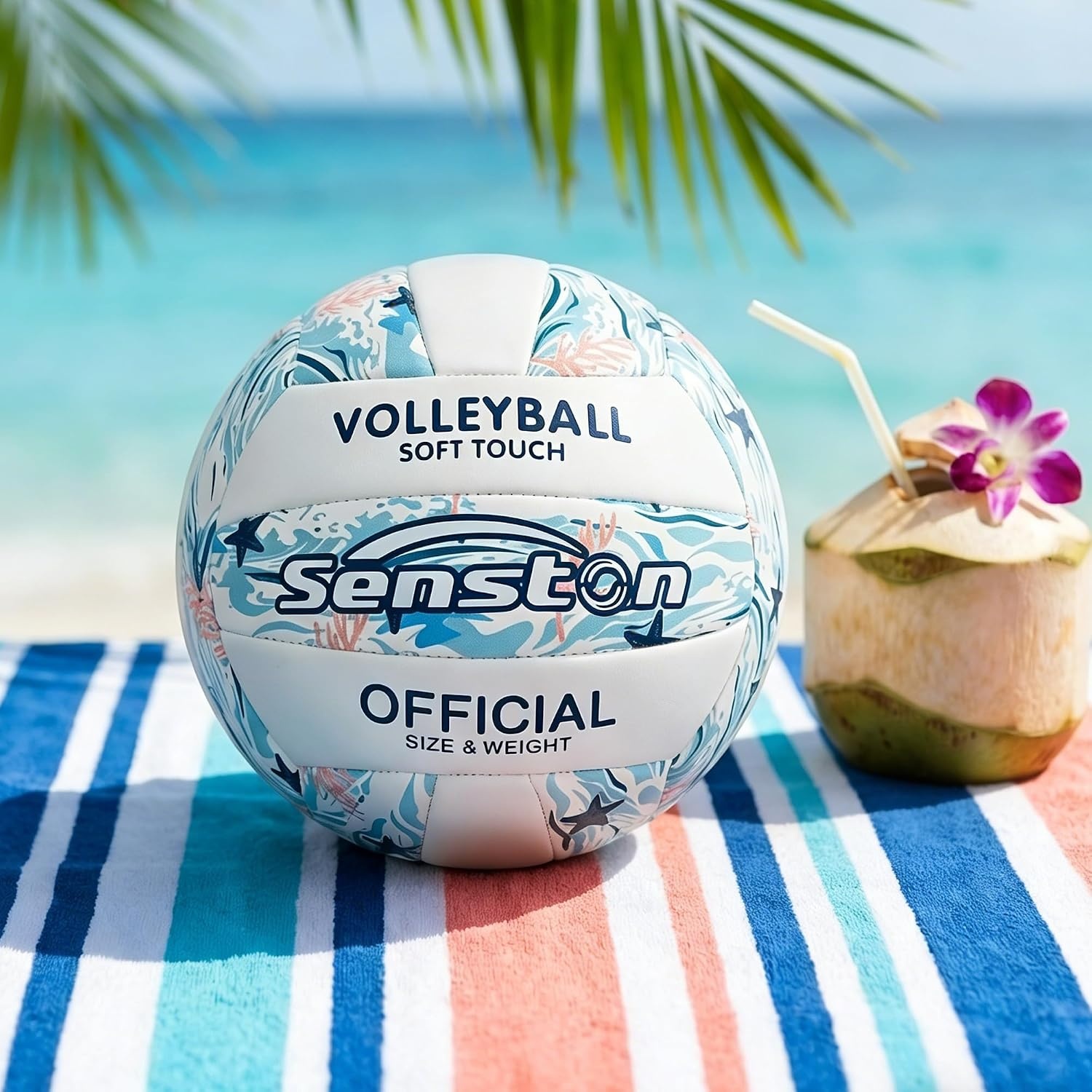 image:imageSenston Volleyball Official Size 5 Soft Waterproof for Indoor Outdoor Beach Hardwearing PVC Faderesistant Antideform Great Air Retention Low Maintenance Training EntertainmentBlue