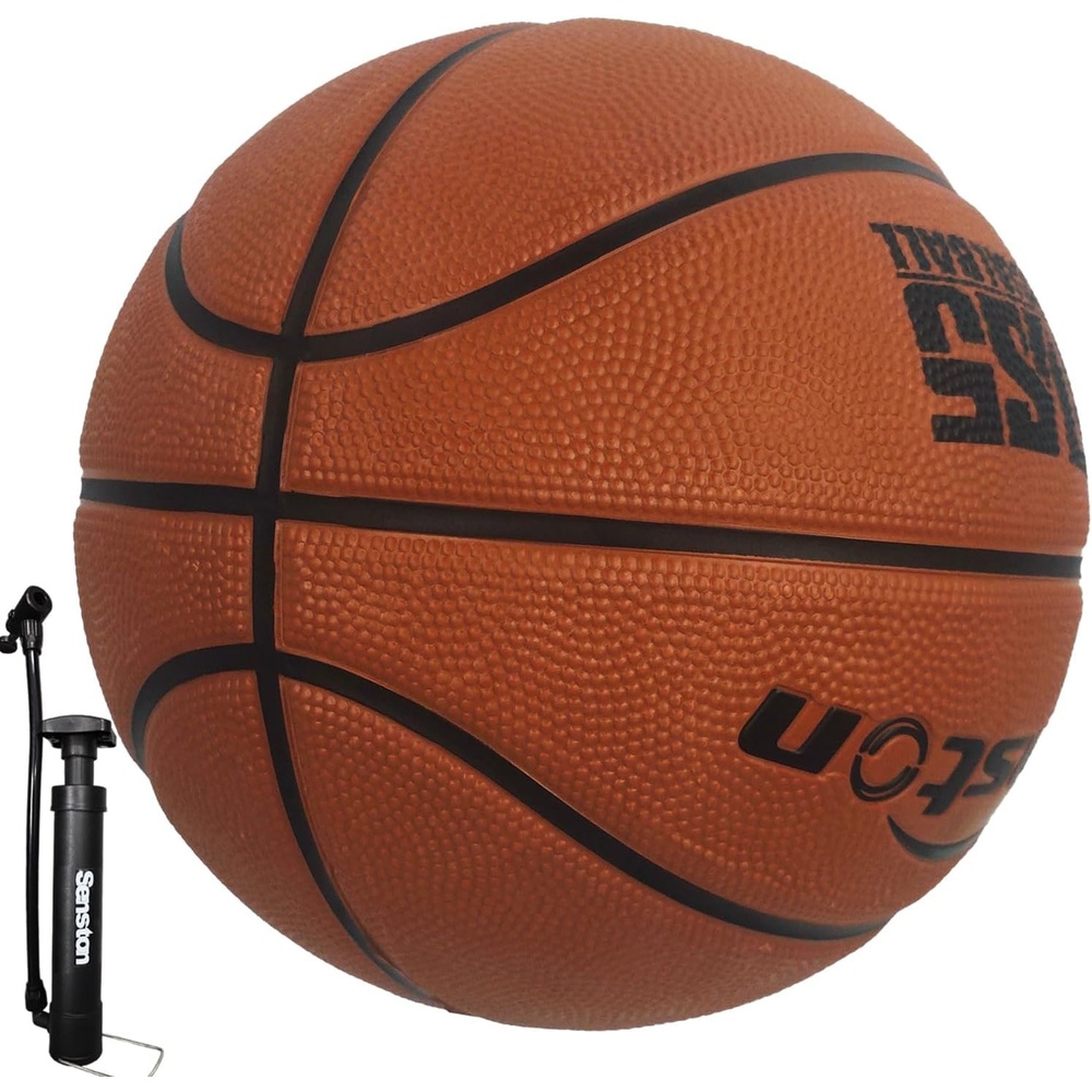 image:imageSenston 295 Outdoor Basketball Premium Grip with Pump for Men Women Excellent bounce elasticity Great value for daily play Built for concrete courts Easy inflation Ideal gift for playersBrown