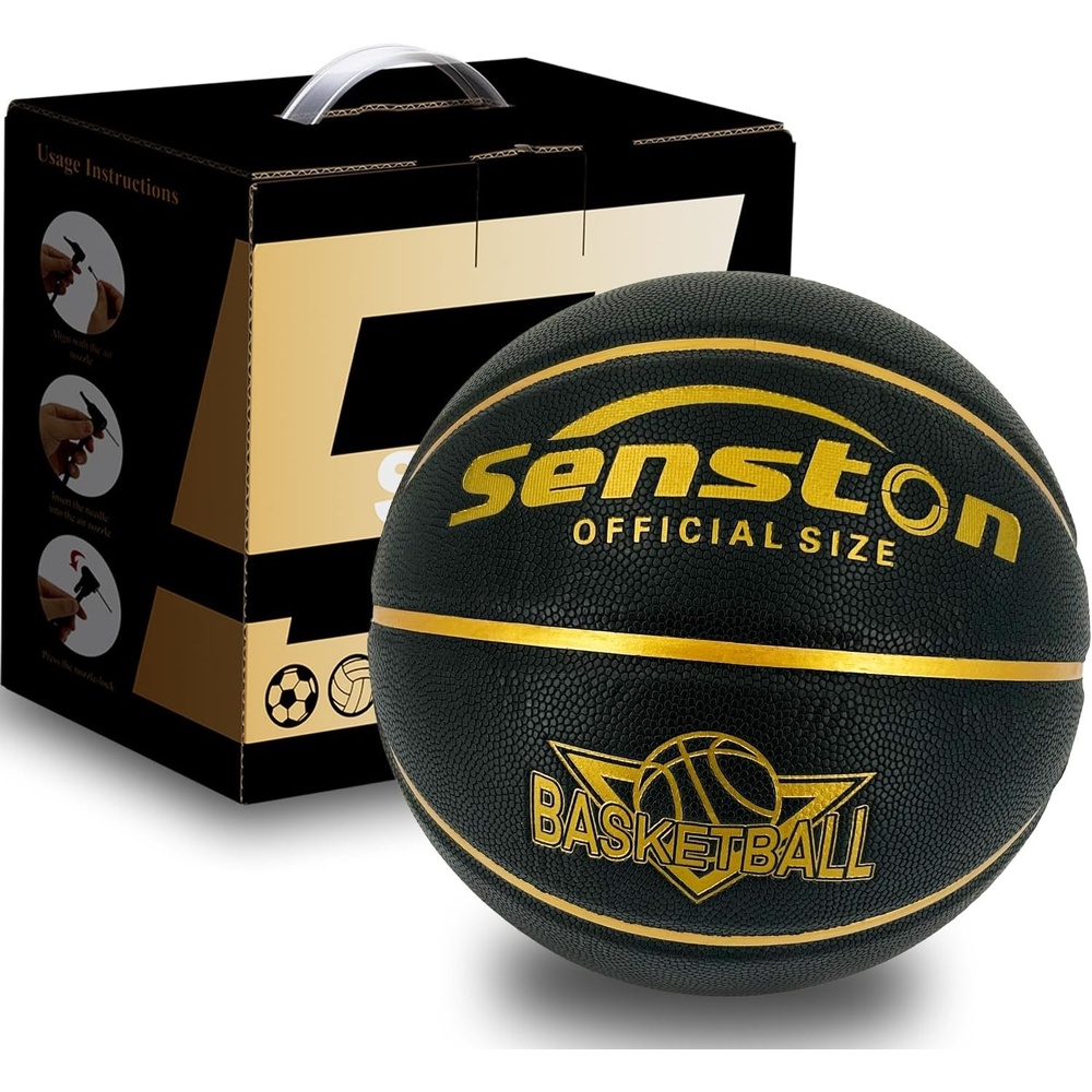 image:imageSenston Basketball 295 Premium PU Leather Basketball with Box Size 7 Premium ElasticityGrip Basketballs Indoor and Outdoor basketballs