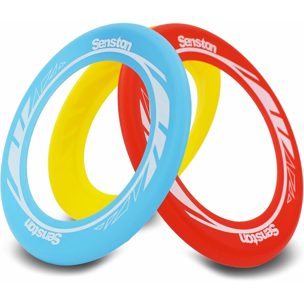 image:imageSenston Flying Discs Easily Catch and Throw Sports Disc 11 Inch Soft Flying Discss for All Players Colorful Flying Discs 3 Pcs for Pool Backyard Family Fun BlueBlueRedYellow