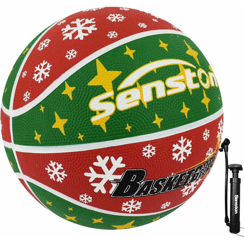 image:imageSenston Size 567 Outdoor Basketball Premium Grip with Pump for Men Women Excellent bounce elasticity Great value for daily play Built for concrete courts Easy inflation Ideal gift for playersRed