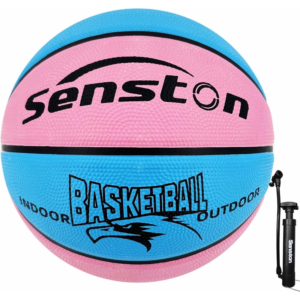 image:imageSenston Size 567 Outdoor Basketball Premium Grip with Pump for Men Women Excellent bounce elasticity Great value for daily play Built for concrete courts Easy inflation Ideal gift for playersBluePink