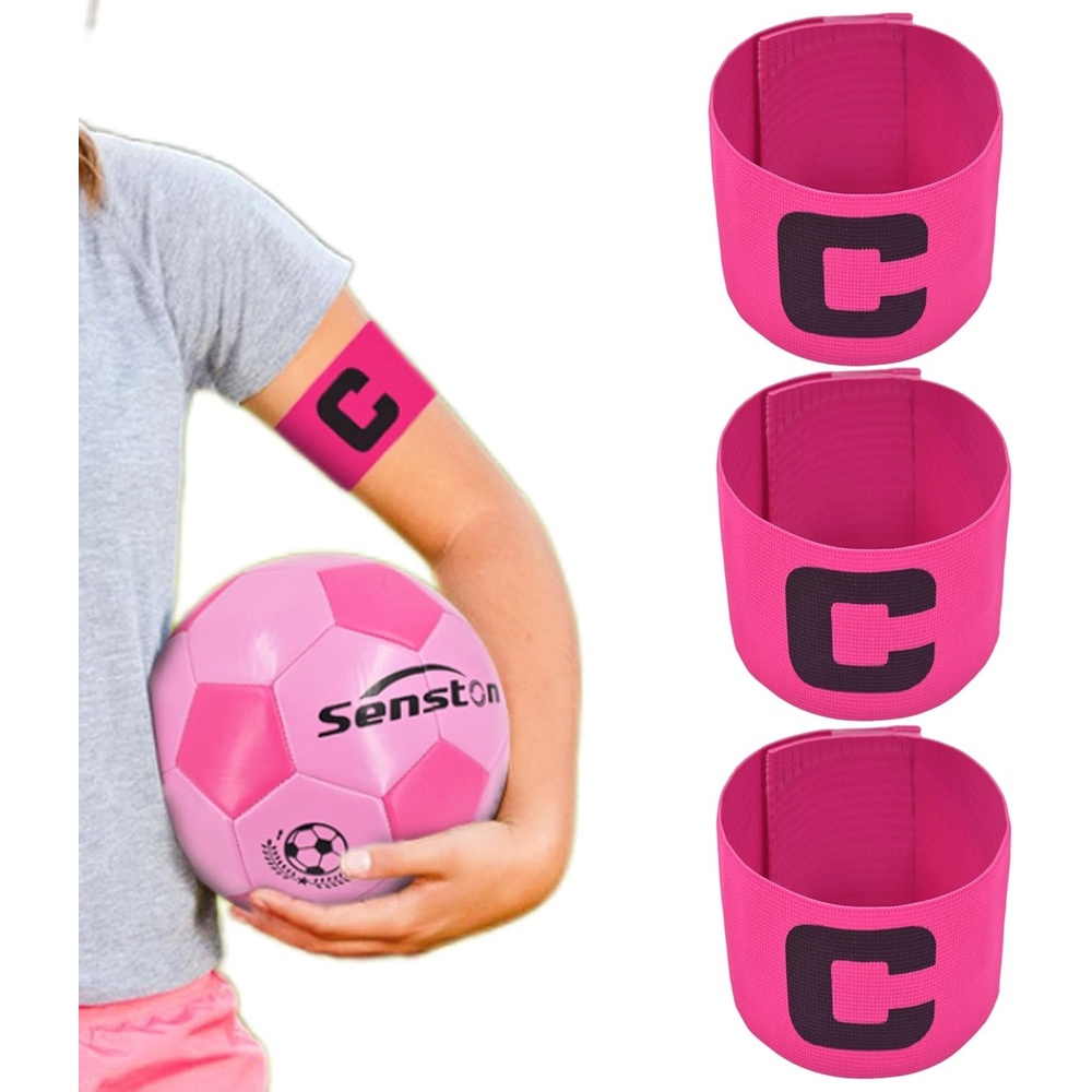 image:imageSenston Soccer Ball Captains Armbands for Adult and Youth 3Pcs Soft Breathable Nylon OneSize Adjustable Fit Adjustable Armband Durable Reusable Nylon BandPink