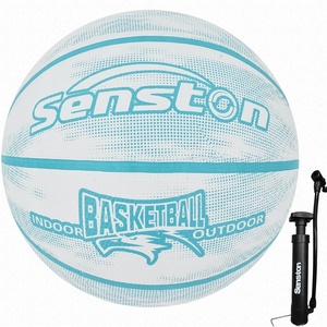 Senston 29.5” Outdoor Basketball Premium Grip with Pump for Men Women | Excellent bounce elasticity; Great value for daily play; Built for concrete courts; Easy inflation; Ideal gift for players(Blue/White)