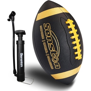 Senston Football Size 9/6 – Premium Composite Leather High School/Kids/Youth Football with Pump Size Foot Ball with Pump(Black)