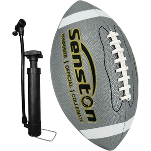 Senston Football Size 9/6 – Premium Composite Leather High School/Kids/Youth Football with Pump Size Foot Ball with Pump(Silver)