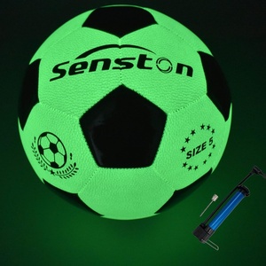 Senston Glow in the Dark Soccer Ball Size 5, Glowing PU Soccer with Pump | No Batteries Required,Light-Absorbing Luminous Material,Eco-friendly & Durable,Perfect Present,Indoor & Outdoor Use