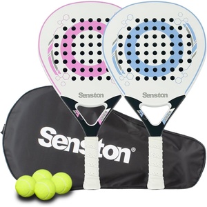 Senston Paddle Tennis Racket Carbon-Fiber Surface with EVA Memory Flex-Foam Core – Padel Racket with Carry Bag and Balls for Pop Tennis Beach Tennis.