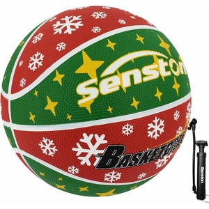 Senston Size 5/6/7 Outdoor Basketball Premium Grip with Pump for Men Women | Excellent bounce elasticity; Great value for daily play; Built for concrete courts; Easy inflation; Ideal gift for players(Red)