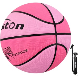 Senston Size 5/6/7 Outdoor Basketball Premium Grip with Pump for Men Women | Excellent bounce elasticity; Great value for daily play; Built for concrete courts; Easy inflation; Ideal gift for players(Pink)