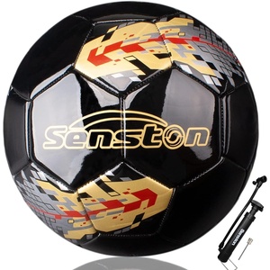 Senston Soccer Ball Size 3, 4, 5 with Pump for Kids and Adults | Hard-wearing Durable PVC, All-Weather, Fade-resistant, Anti-deform, Good Air Retention, Easy Clean, Training Match(black)