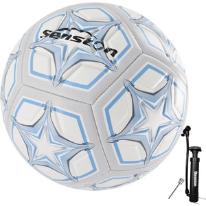 Senston Soccer Ball Size 4 & 5 with Air Pump and Needles – Durable PVC Training Football with Thickened Nylon Winding and Butyl Bladder for Shape Retention – High Value Soccer Set(gray)