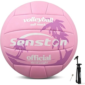 Senston Volleyball Official Size 5 Soft Waterproof for Indoor Outdoor Beach | Hard-wearing PVC, Fade-resistant, Anti-deform, Great Air Retention, Low Maintenance, Training Entertainment(Pink Palm)