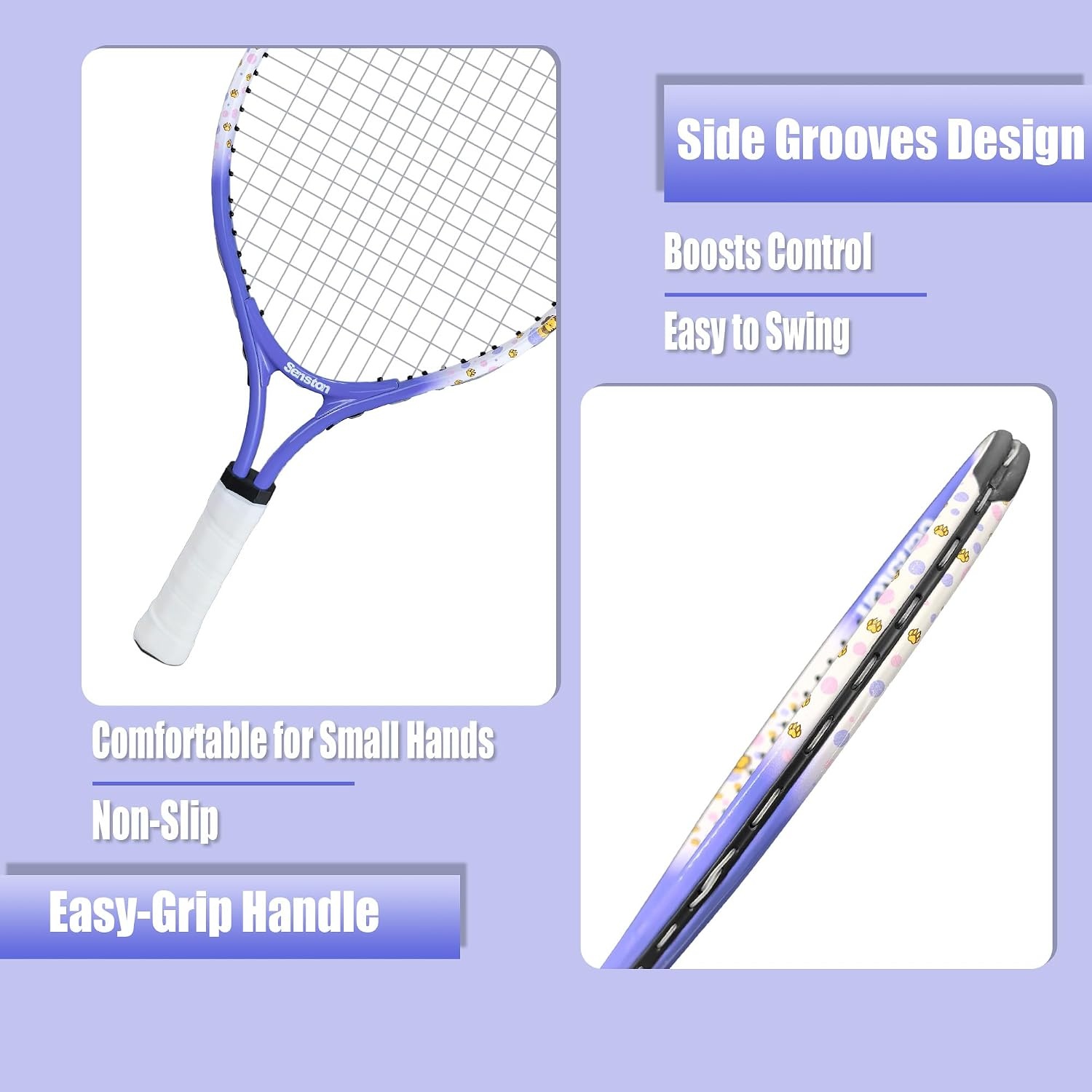 image:imageSenston 19 23 25 Kids Junior Tennis Racquet for Kids Children Boys Girls Tennis Rackets with Racket CoverPurple