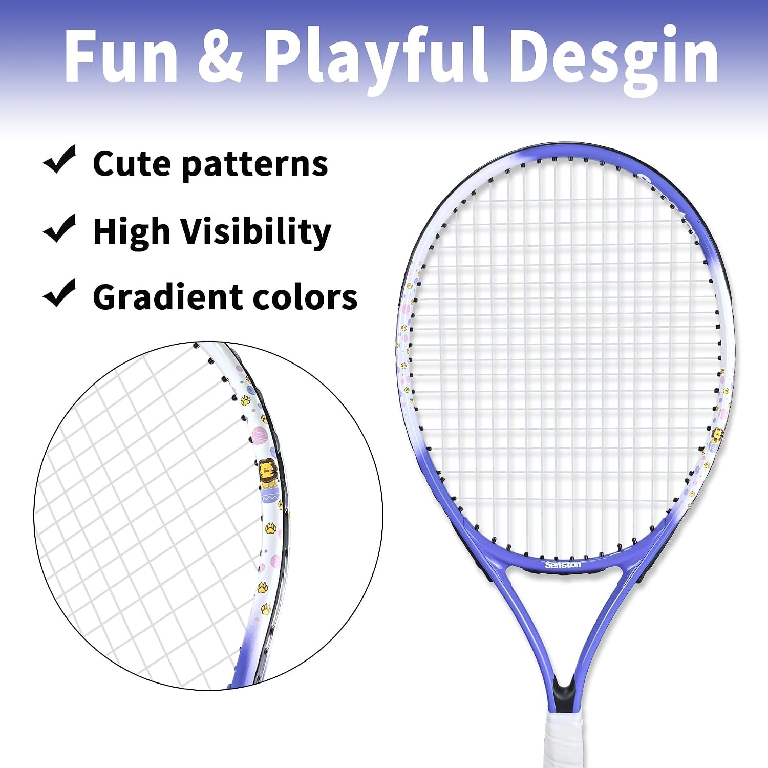image:imageSenston 19 23 25 Kids Junior Tennis Racquet for Kids Children Boys Girls Tennis Rackets with Racket CoverPurple