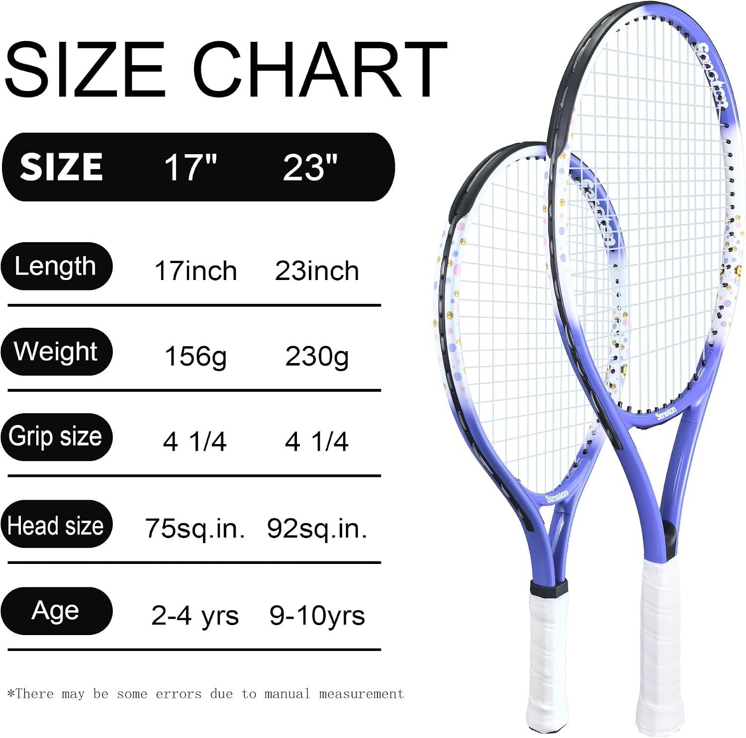 image:imageSenston 19 23 25 Kids Junior Tennis Racquet for Kids Children Boys Girls Tennis Rackets with Racket CoverPurple