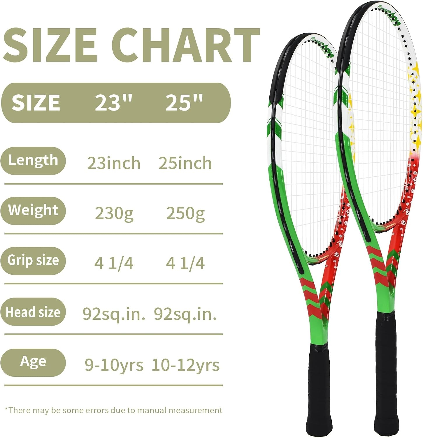 image:imageSenston 19 23 25 Kids Junior Tennis Racquet for Kids Children Boys Girls Tennis Rackets with Racket CoverRed