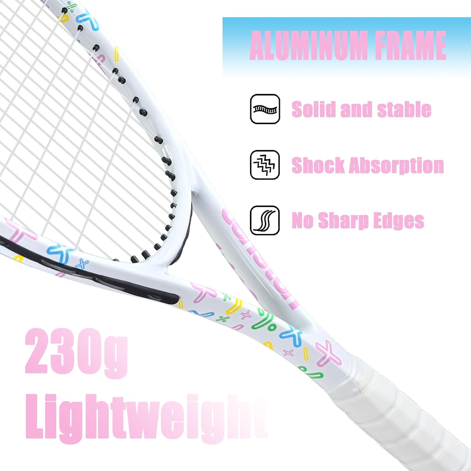 image:imageSenston 19 23 25 Kids Junior Tennis Racquet for Kids Children Boys Girls Tennis Rackets with Racket CoverWhite