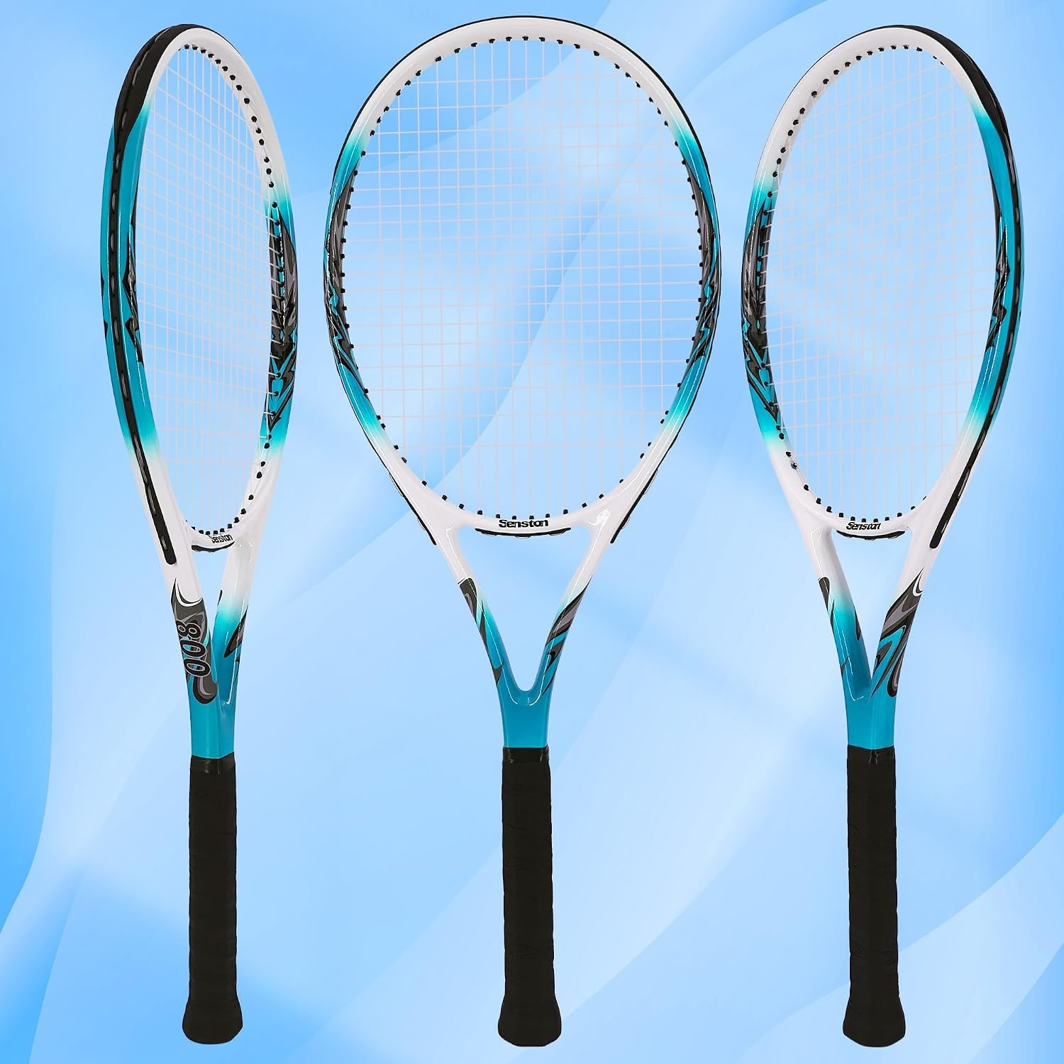image:imageSenston 27 inch Tennis Racket for Adults 1 Pack Tennis Racket Set Tennis Overgrip Vibration Damperblue
