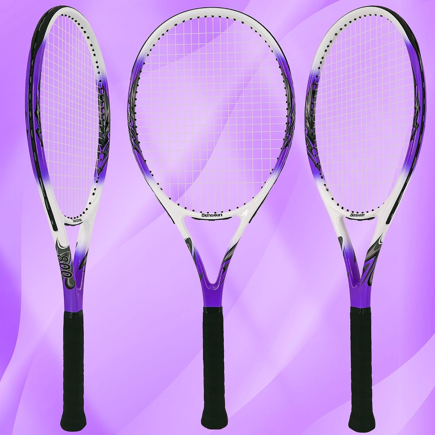 image:imageSenston 27 inch Tennis Racket for Adults 1 Pack Tennis Racket Set Tennis Overgrip Vibration Damperpurple