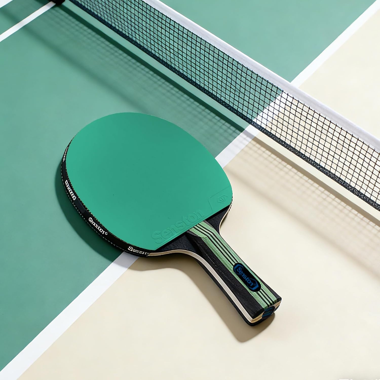 image:imageSenston 5Ply Ping Pong Paddles Set Premium Wood Table Tennis Set of 2 with 3 Balls amp Portable Carry Case HighControl 2mm Sponge amp Ergonomic NonSlip Grip for Beginners amp Family PlayGreen