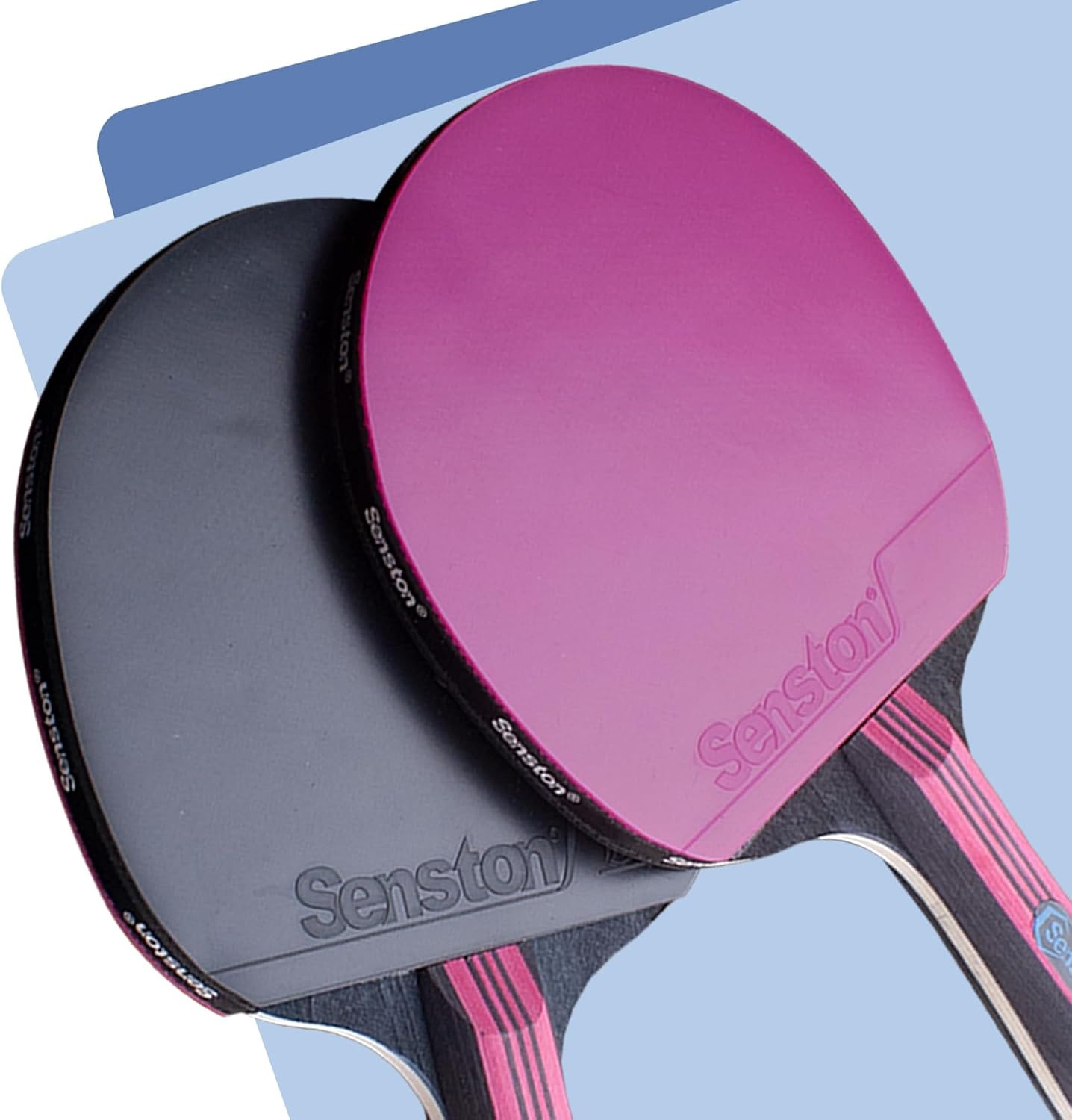 image:imageSenston 5Ply Ping Pong Paddles Set Premium Wood Table Tennis Set of 2 with 3 Balls amp Portable Carry Case HighControl 2mm Sponge amp Ergonomic NonSlip Grip for Beginners amp Family PlayPurple